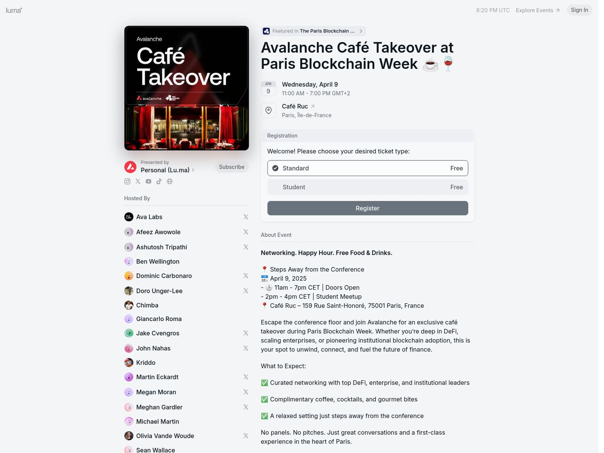 Avalanche Café Takeover at Paris Blockchain Week ☕🍷 screenshot