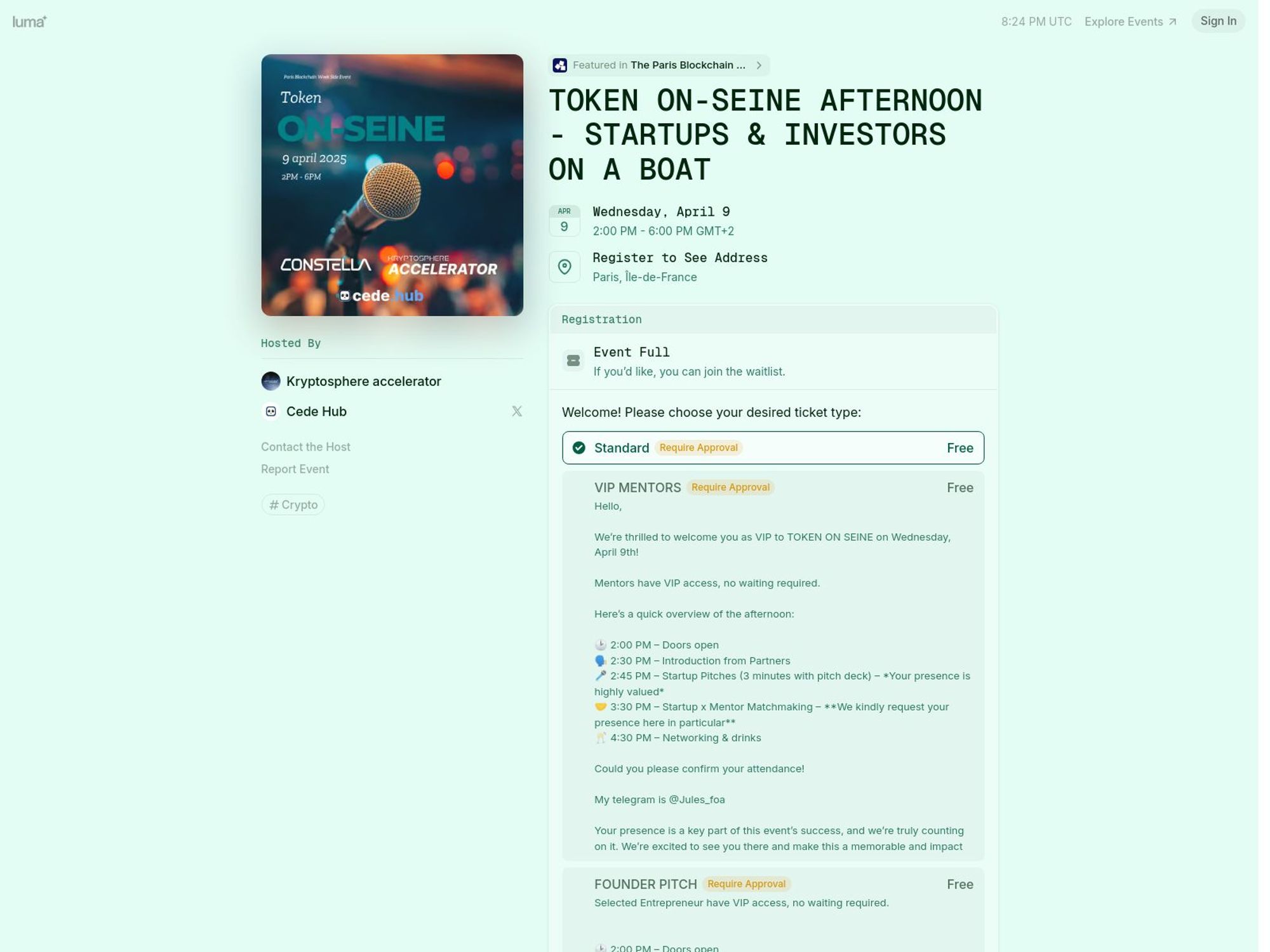TOKEN ON-SEINE AFTERNOON - STARTUPS & INVESTORS ON A BOAT screenshot