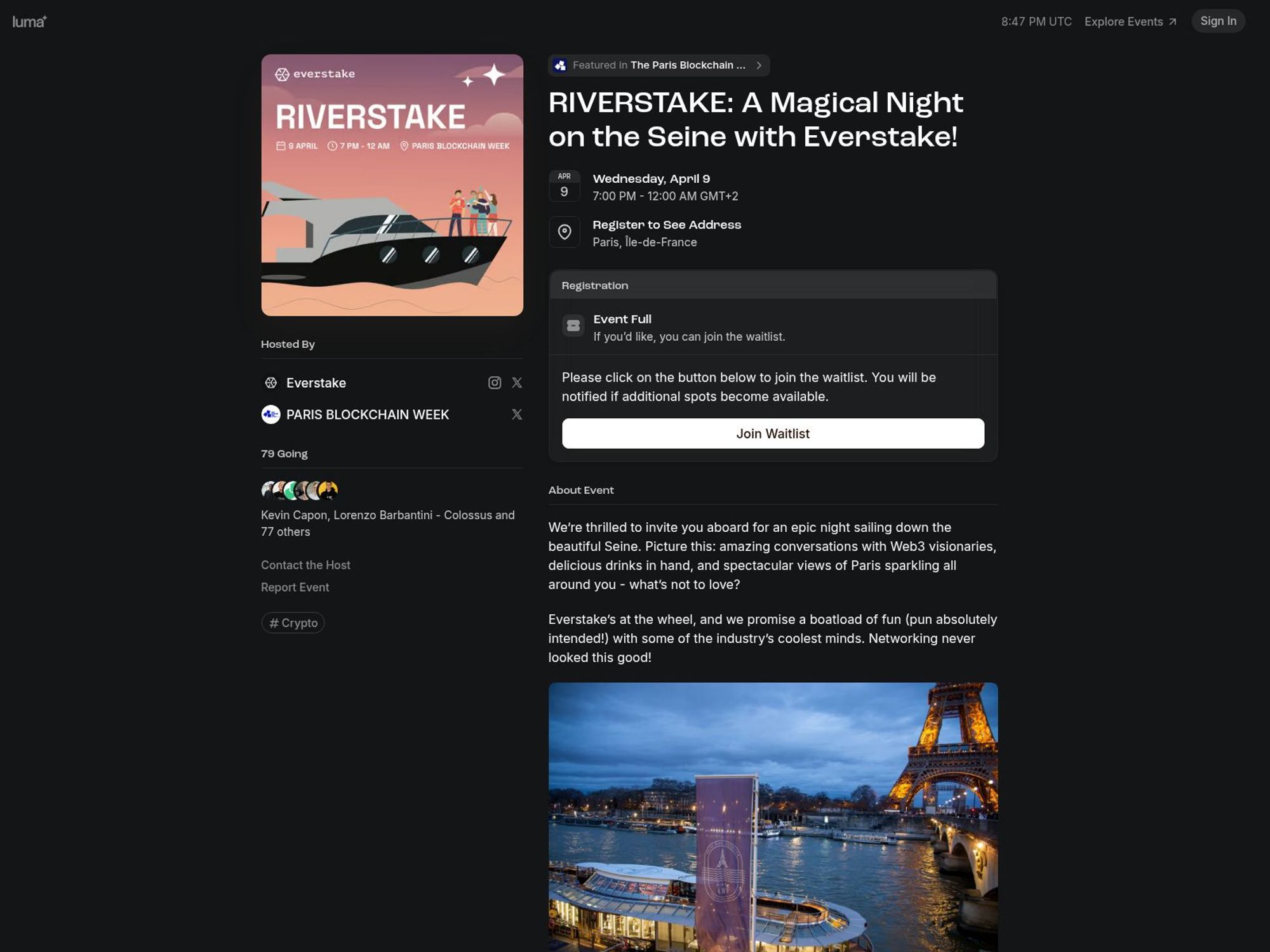 RIVERSTAKE: A Magical Night on the Seine with Everstake! screenshot