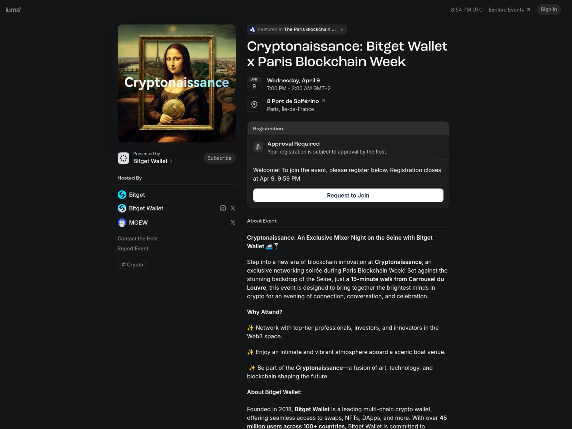 Cryptonaissance: Bitget Wallet x Paris Blockchain Week screenshot