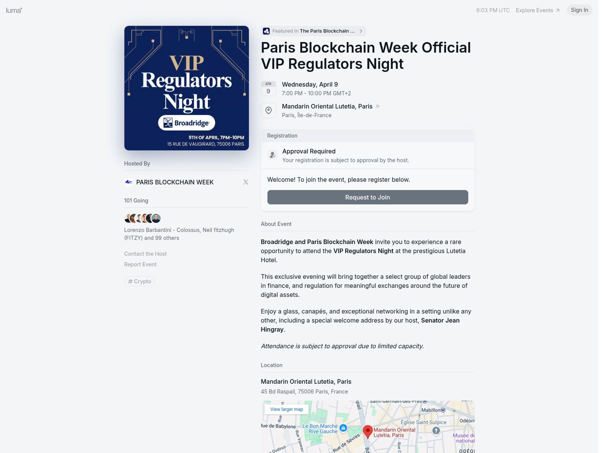 Paris Blockchain Week Official VIP Regulators Night screenshot