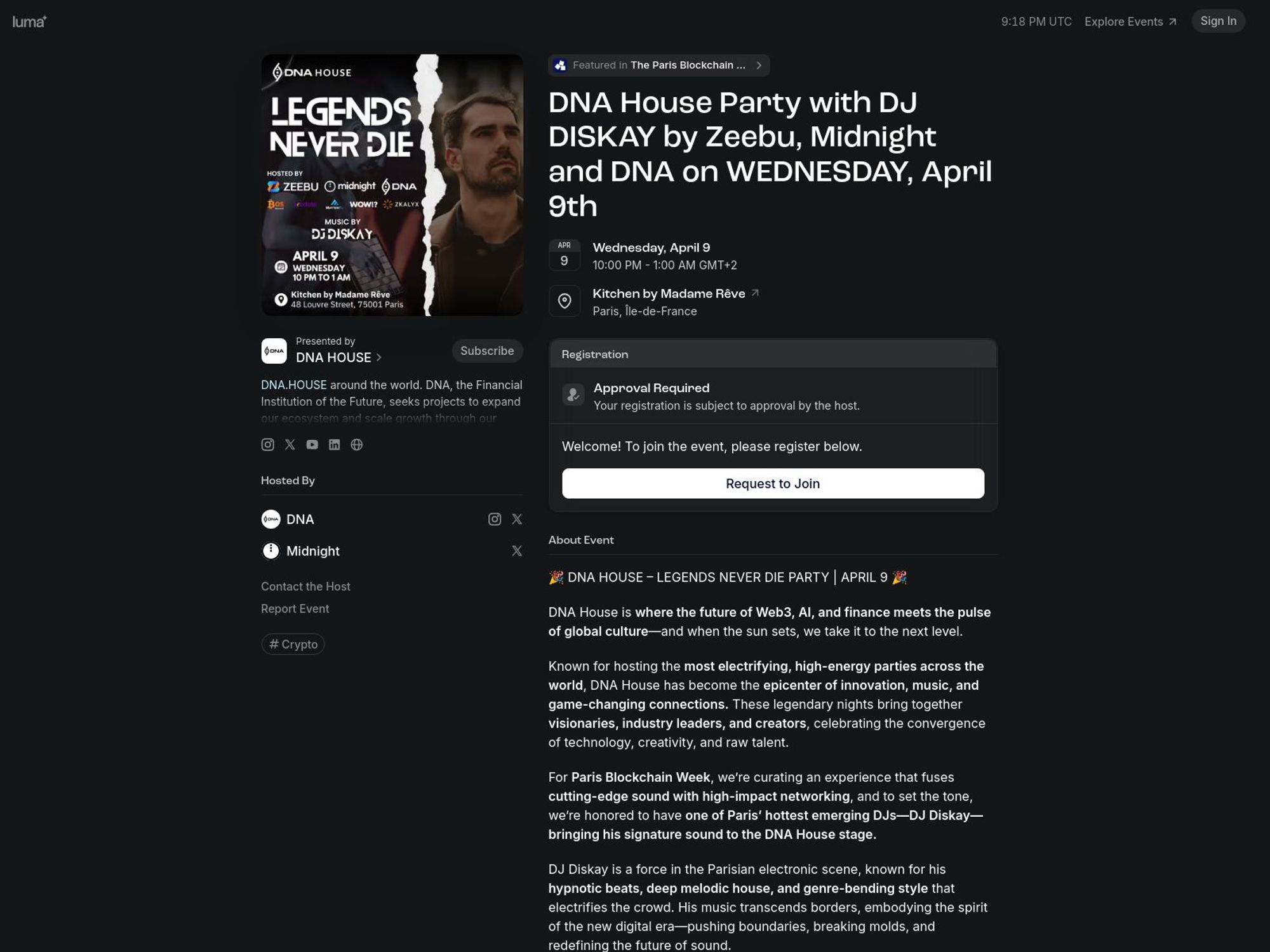 DNA House Party with DJ DISKAY by Zeebu, Midnight and DNA on WEDNESDAY, April 9th screenshot