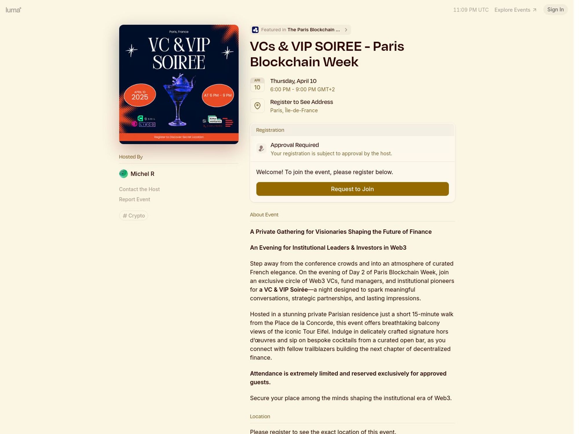 VCs & VIP SOIREE - Paris Blockchain Week screenshot