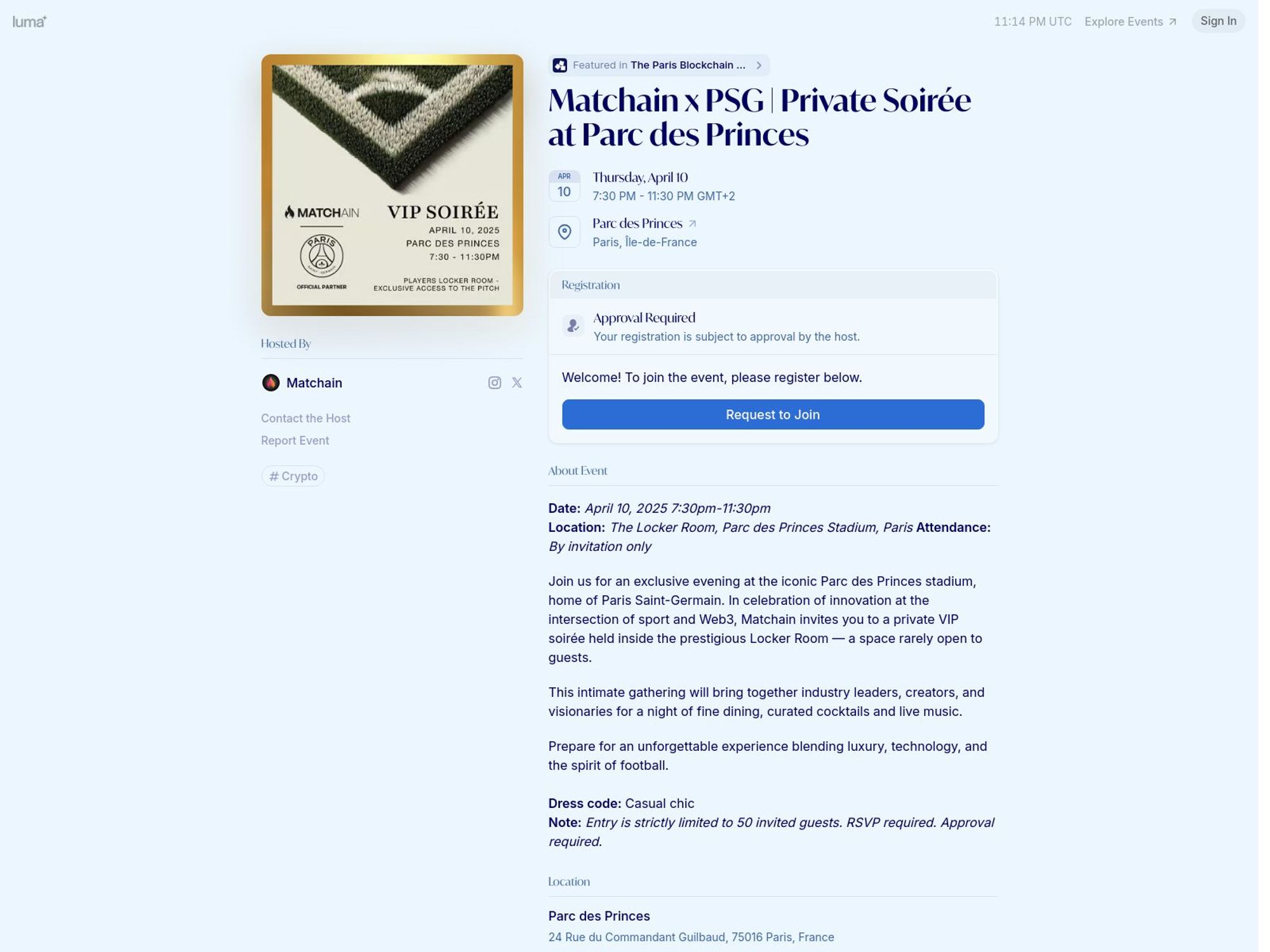 Matchain x PSG | Private Soirée at Parc des Princes screenshot