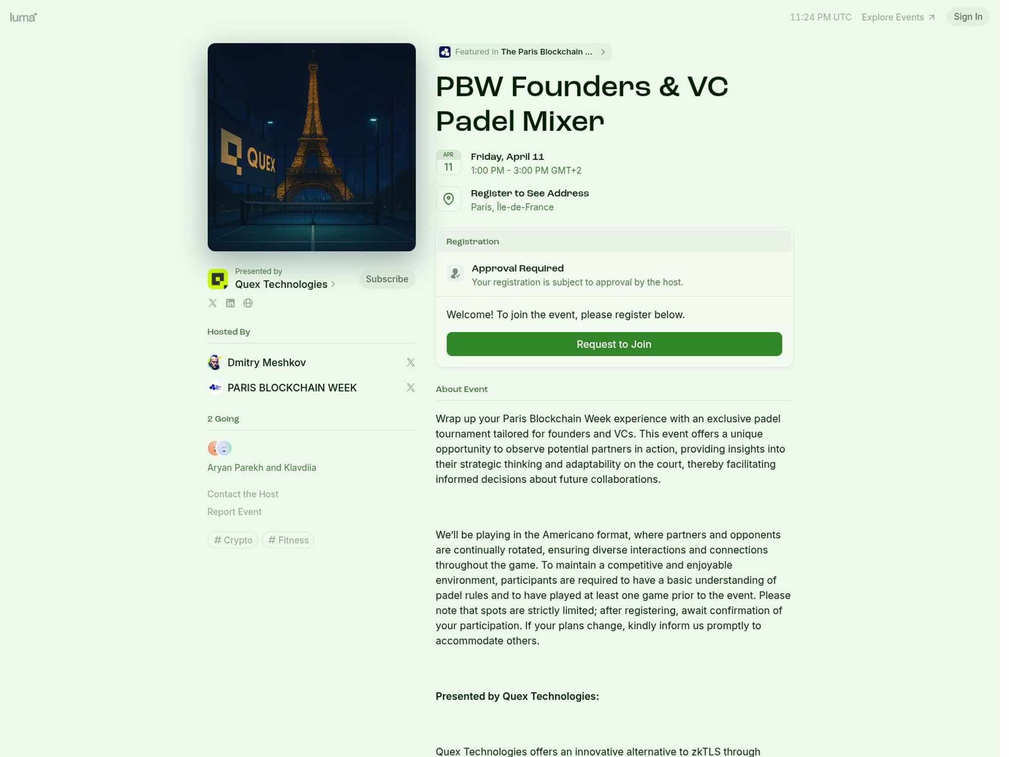 PBW Founders & VC Padel Mixer screenshot