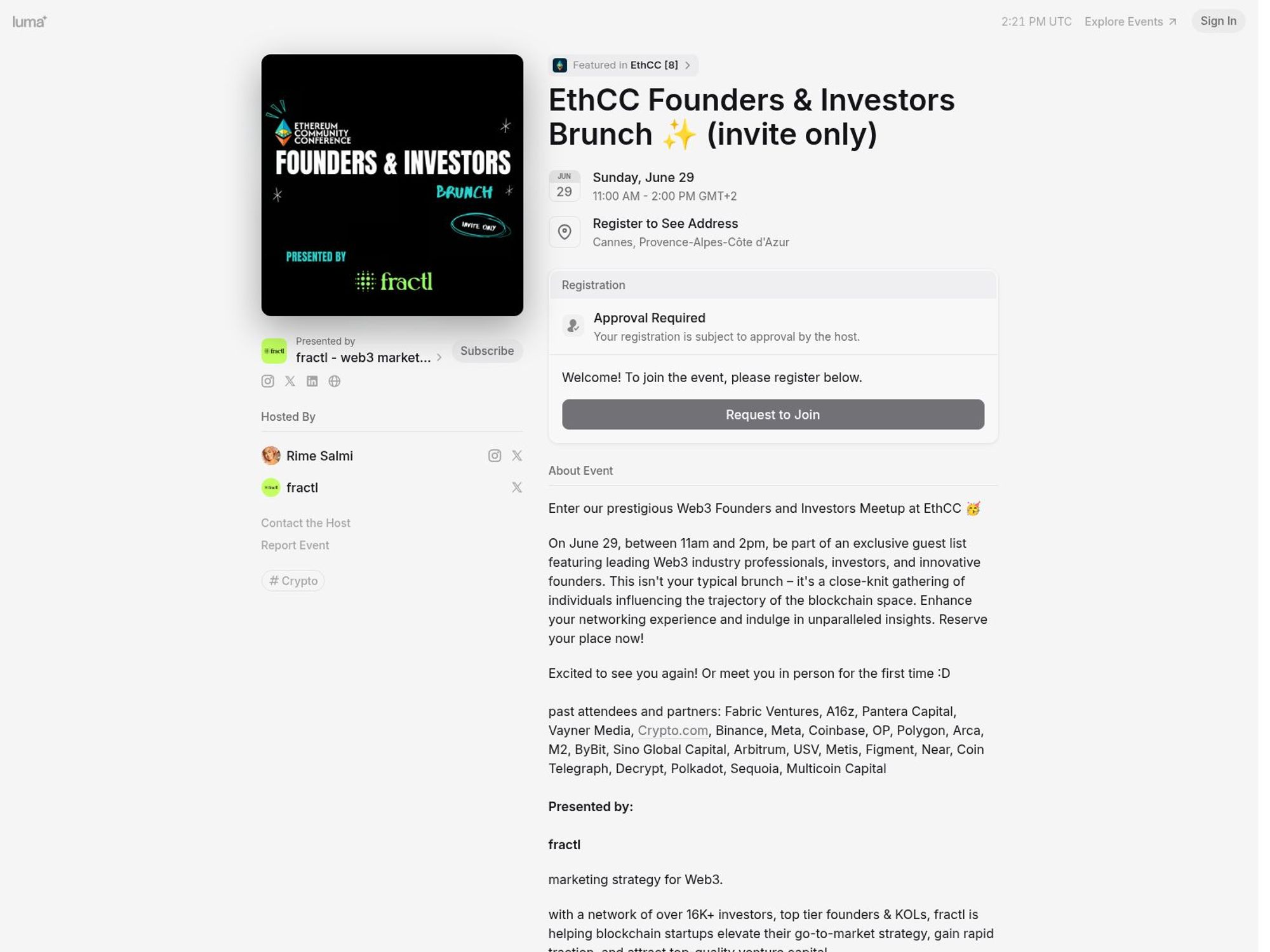 EthCC Founders & Investors Brunch ✨ screenshot