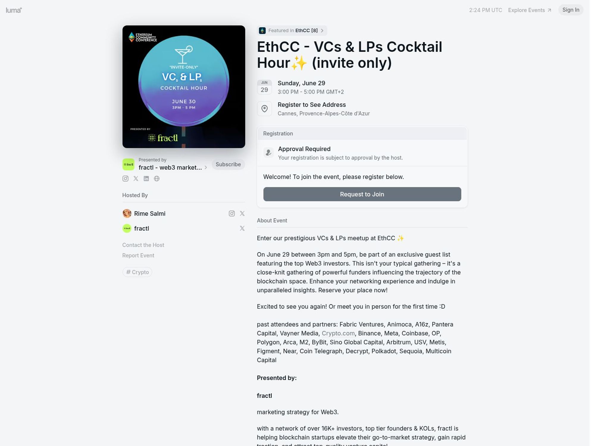 EthCC - VCs & LPs Cocktail Hour✨ screenshot