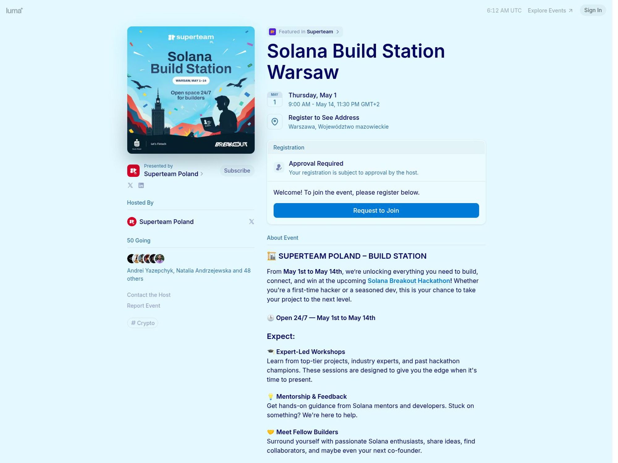 Solana Build Station Warsaw screenshot
