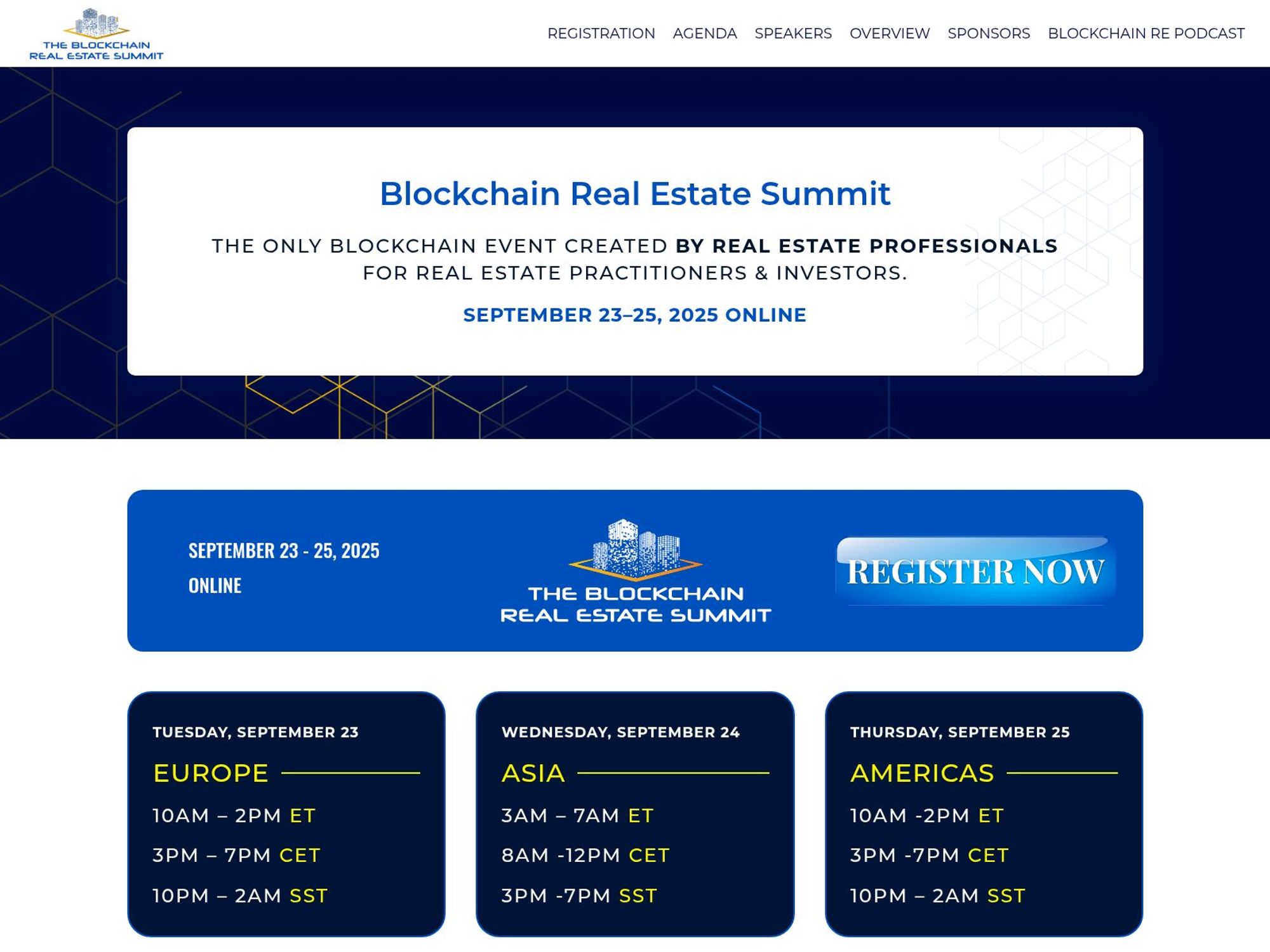 The Blockchain Real Estate Summit 2025 website