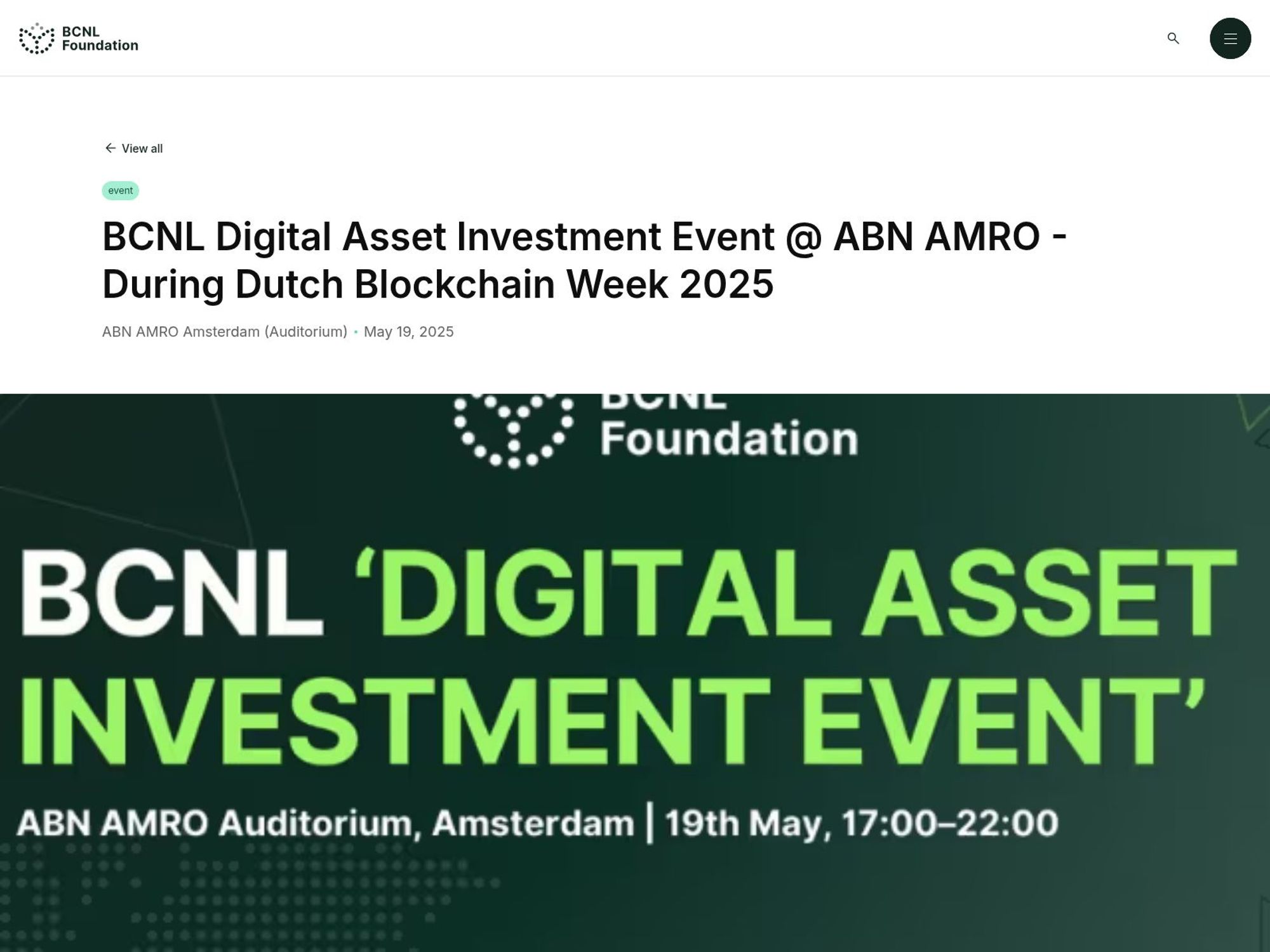 BCNL Digital Asset Investment Event @ ABN AMRO - During Dutch Blockchain Week 2025 screenshot