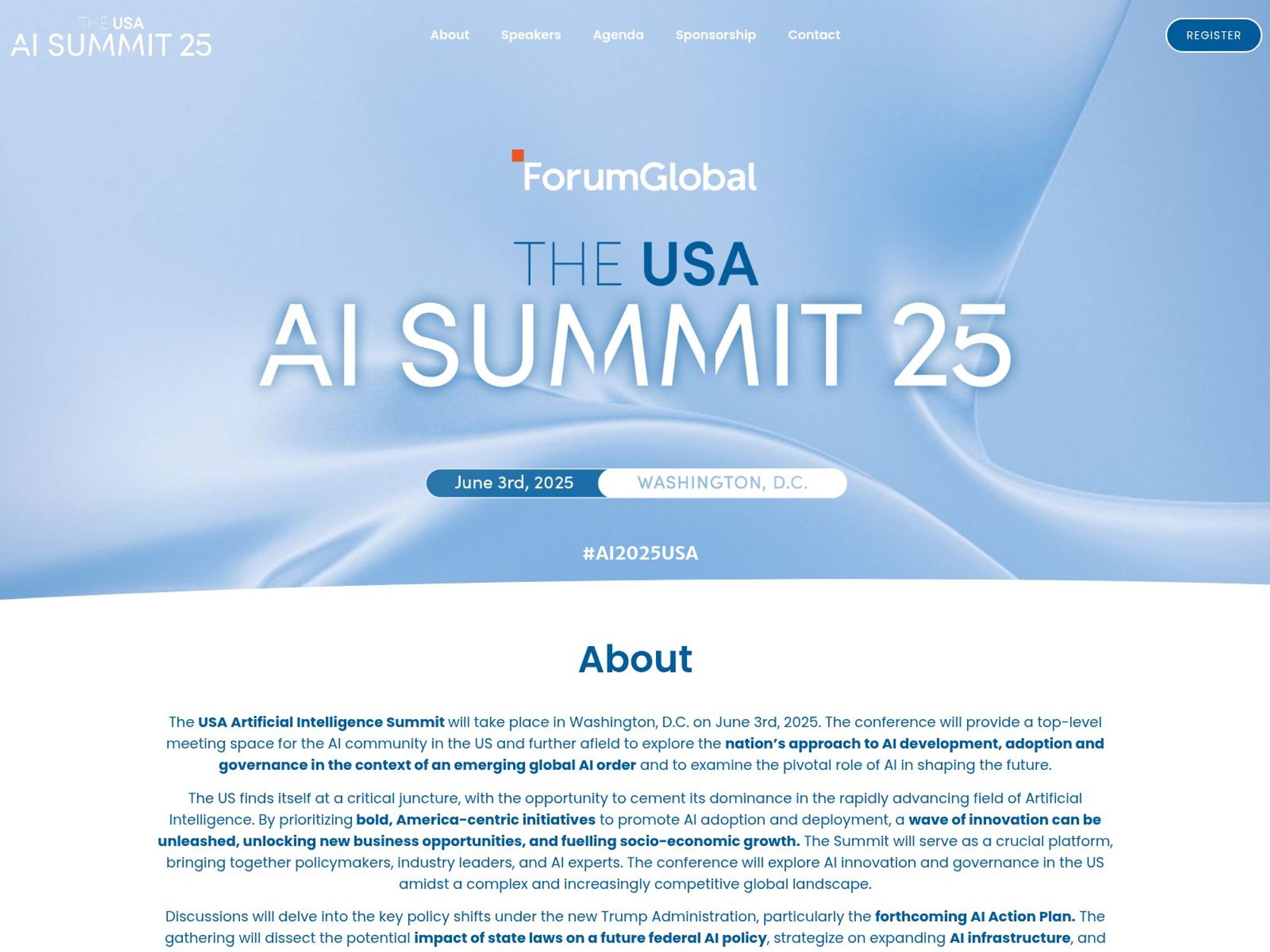 The USA AI Summit 2025 screenshot