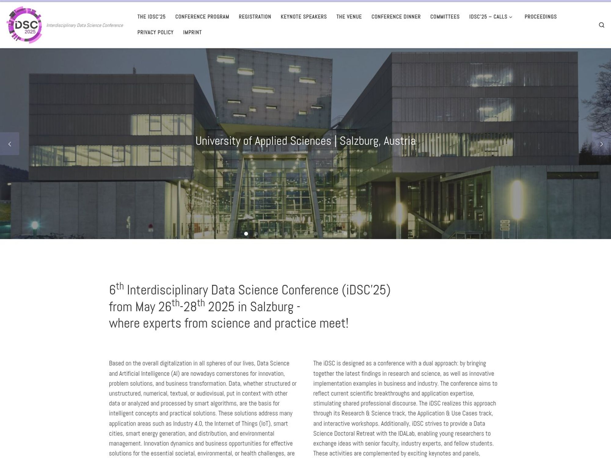 6th Interdisciplinary Data Science Conference (iDSC 2025) screenshot