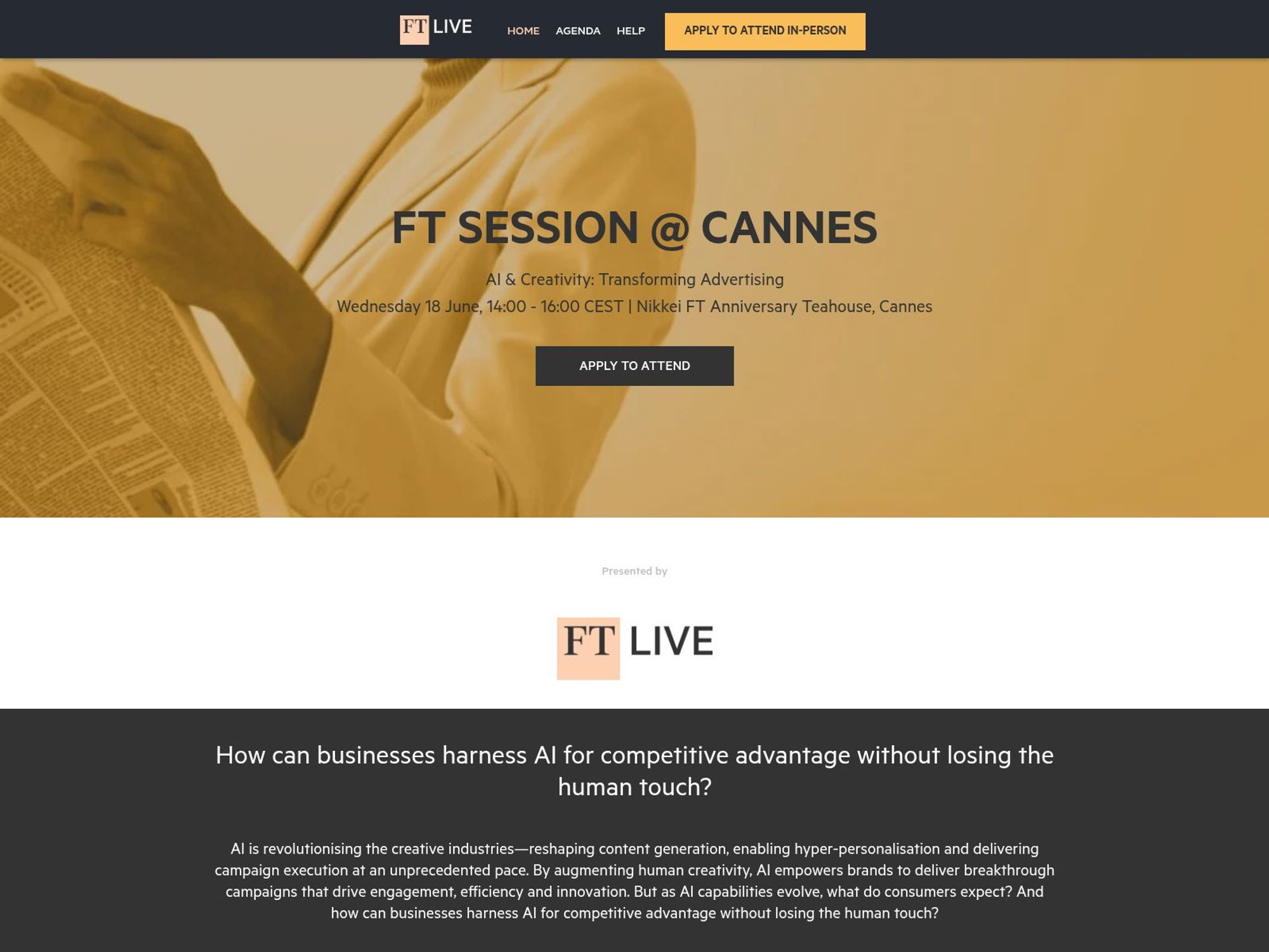 FT Live - AI & Creativity: Transforming Advertising 2025 (FT Session @Cannes) screenshot