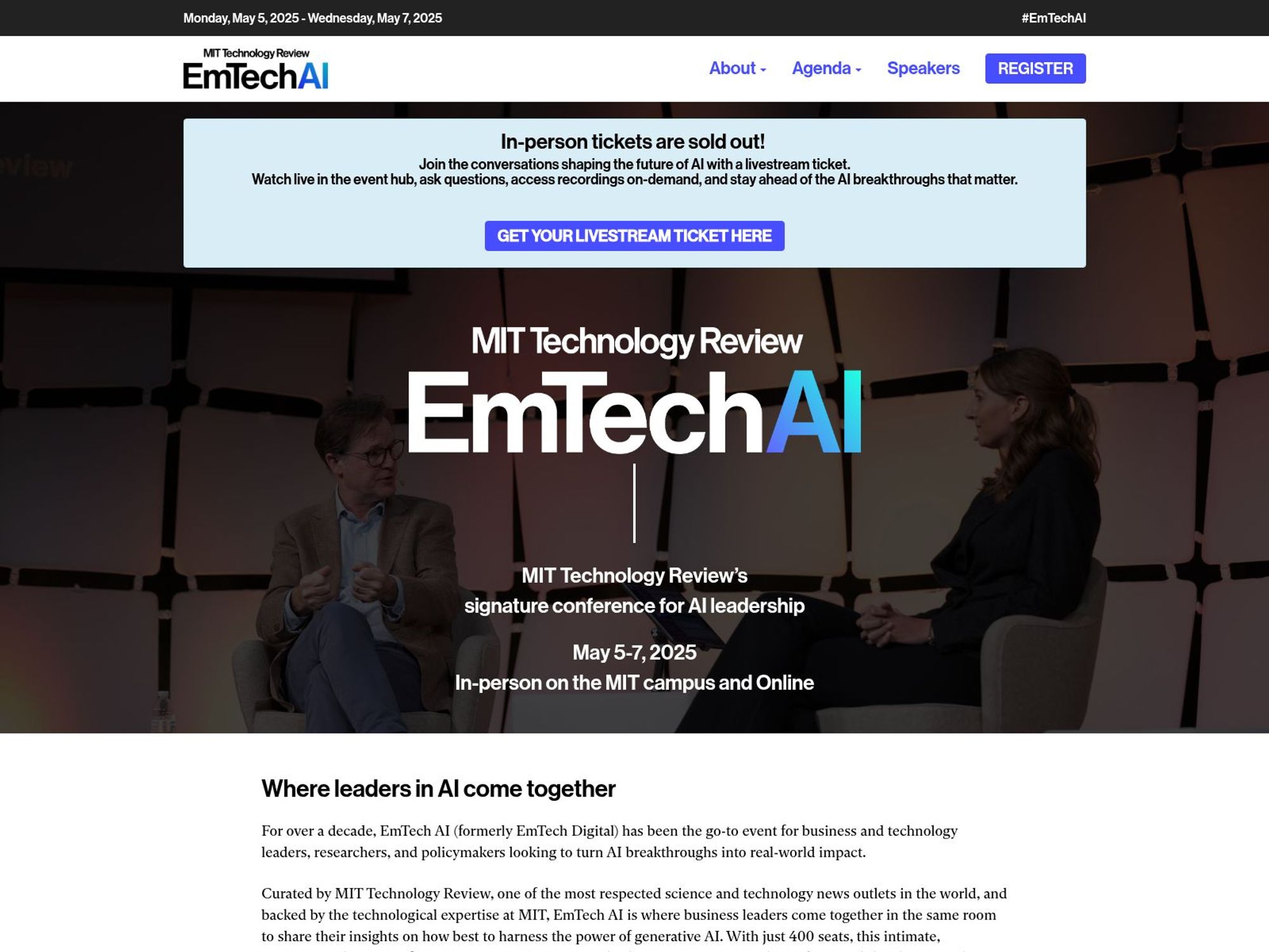 MIT Technology Review EmTechAI screenshot
