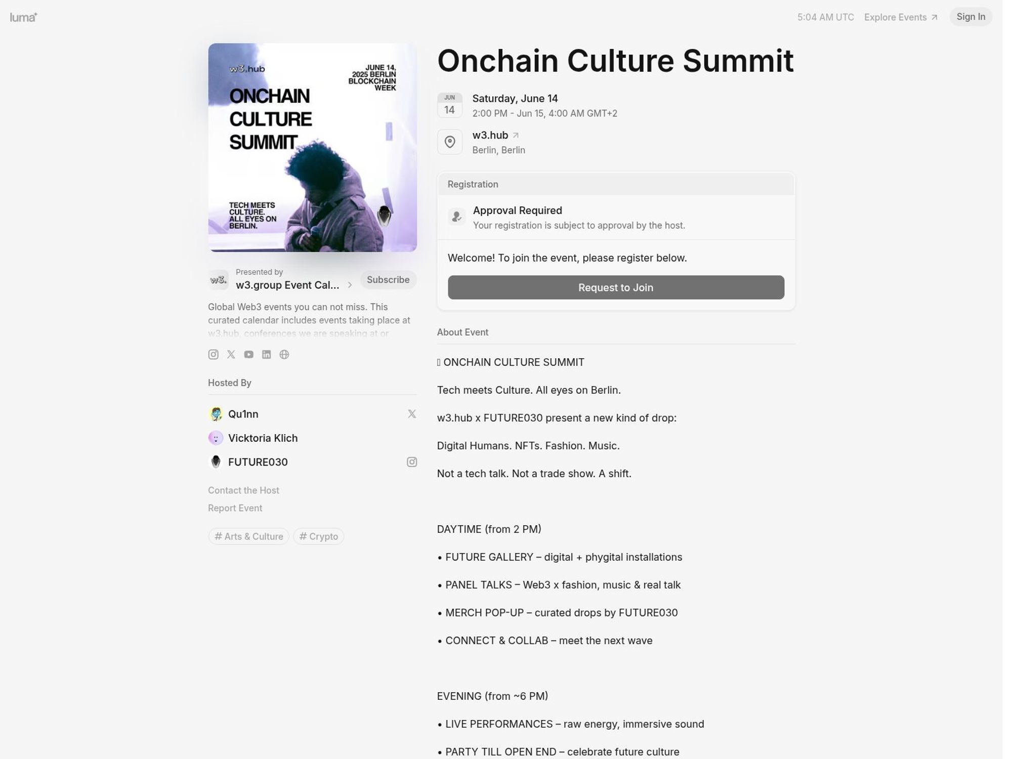 Onchain Culture Summit screenshot