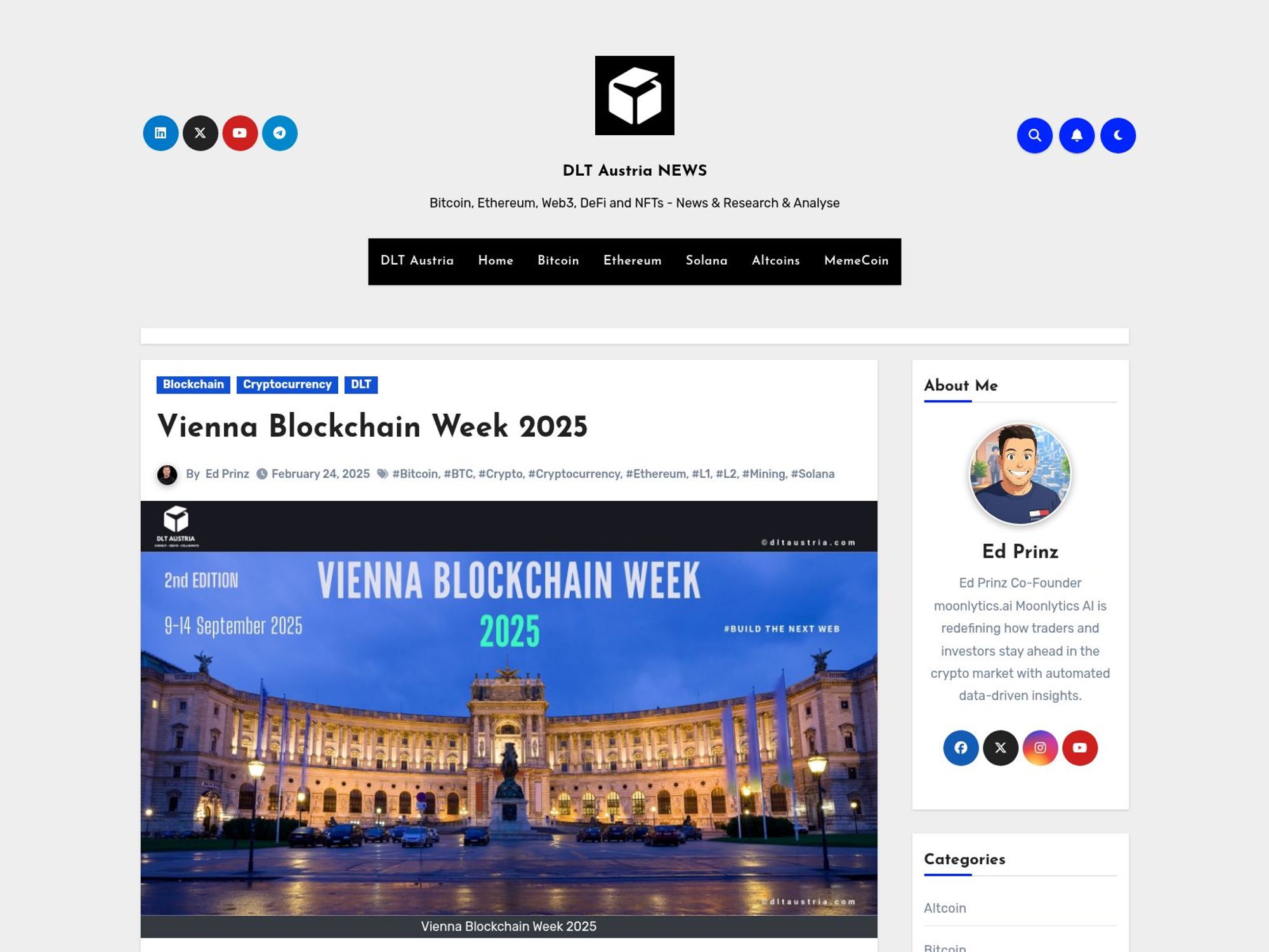Vienna Blockchain Week 2025 website
