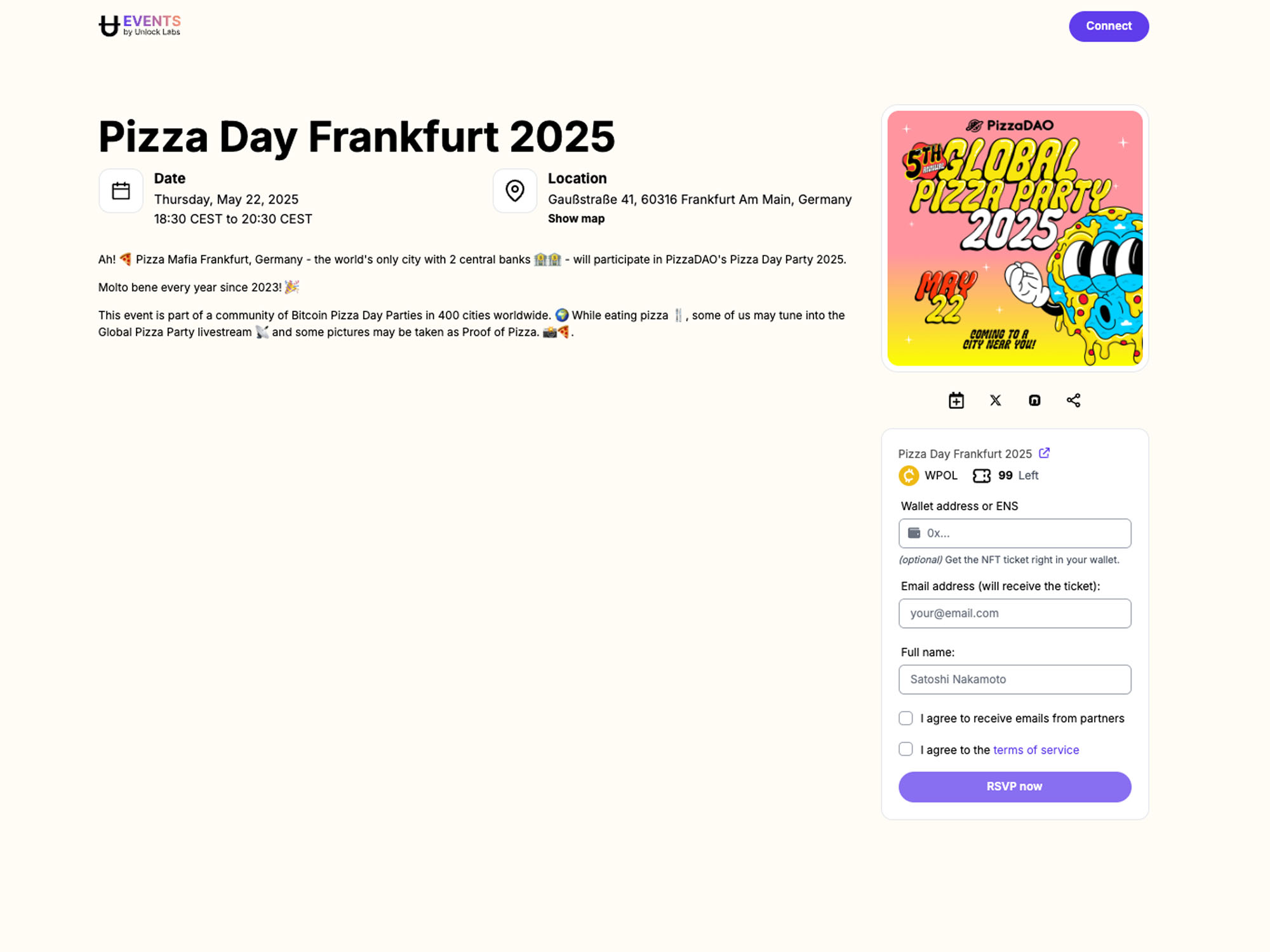 PizzaDAO Bitcoin Pizza Day Frankfurt 2025 screenshot