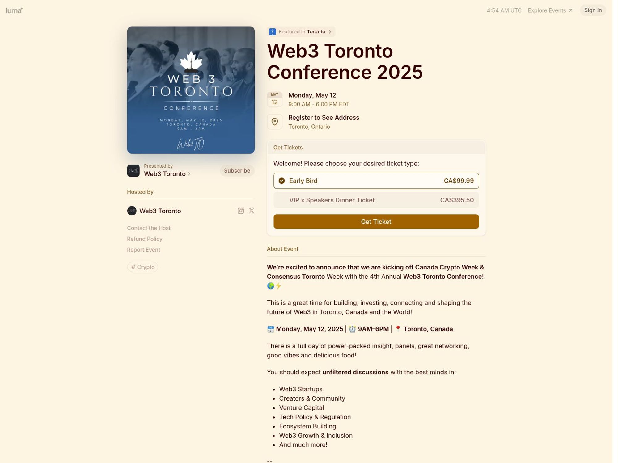 Web3 Toronto Conference 2025 screenshot