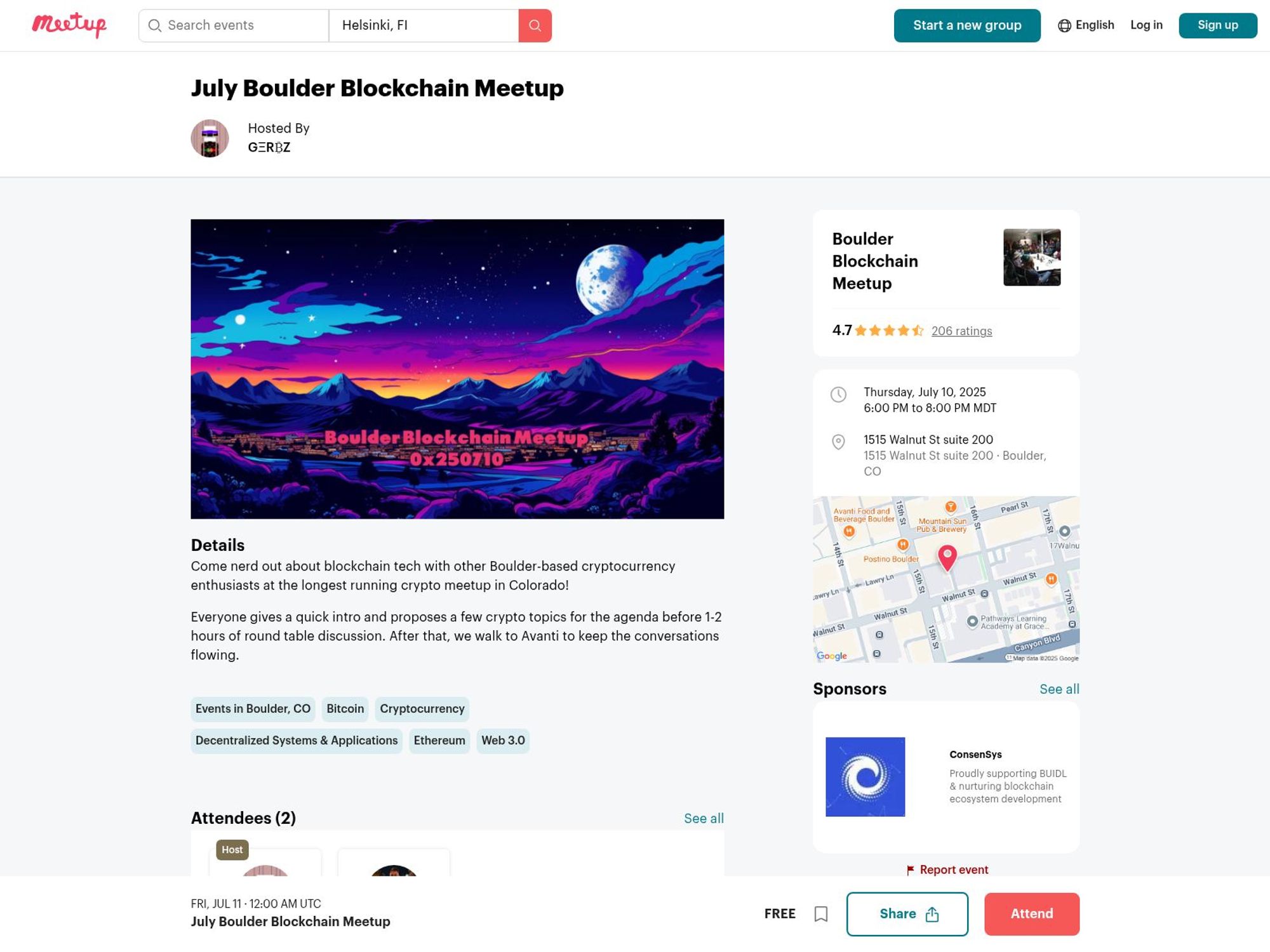 Boulder Blockchain Meetup website