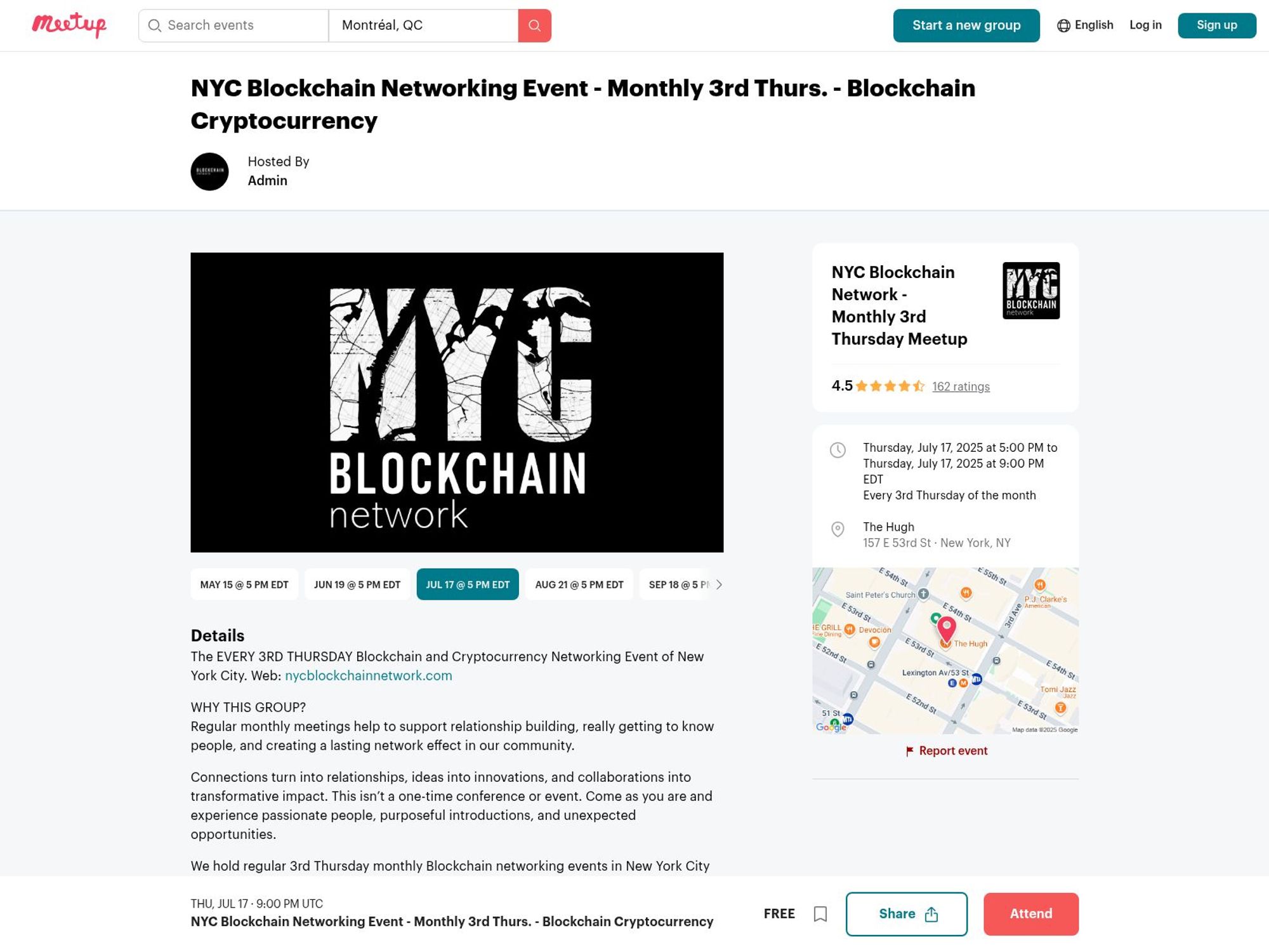 NYC Blockchain Networking Event website