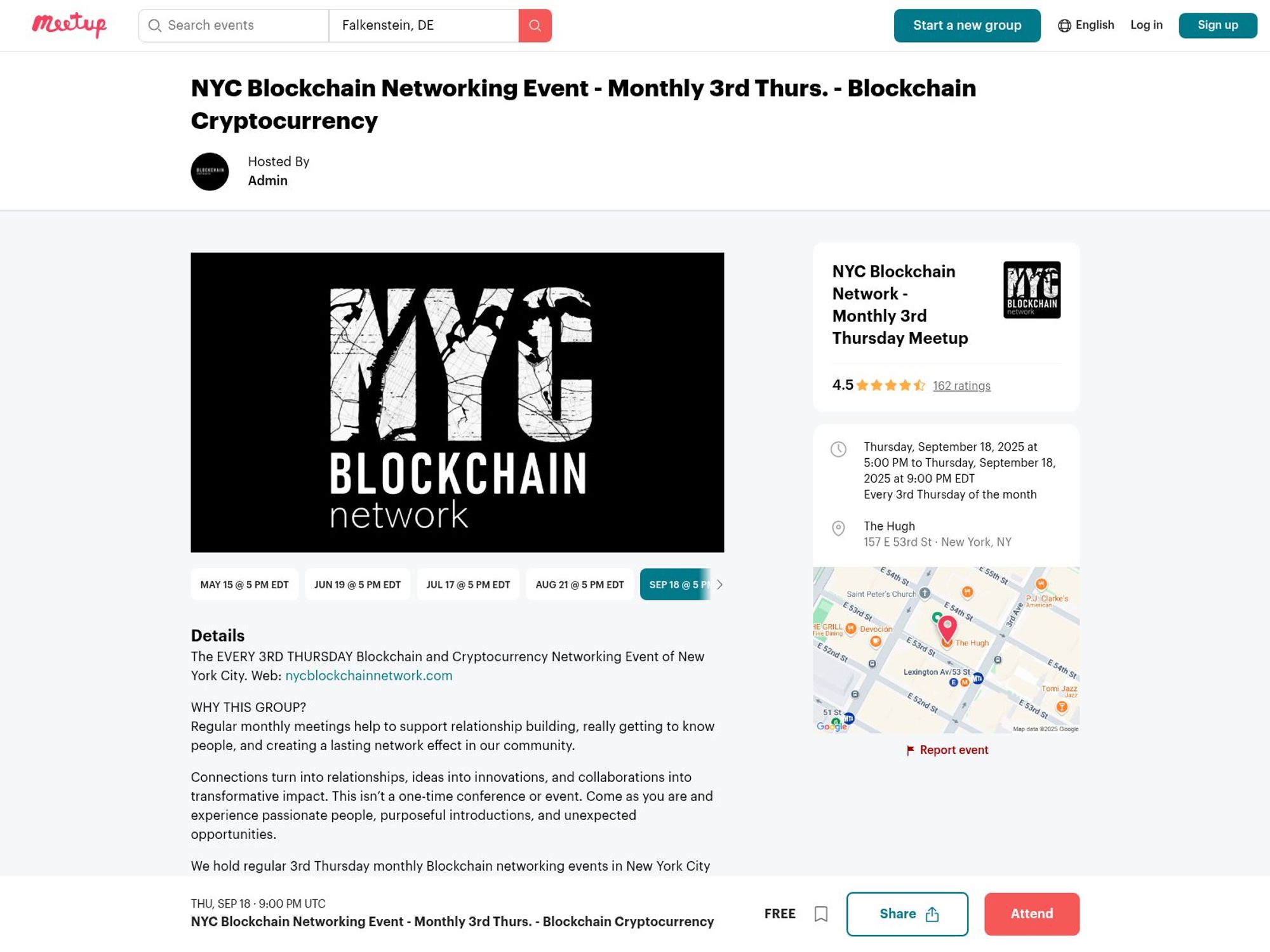 NYC Blockchain Networking Event website