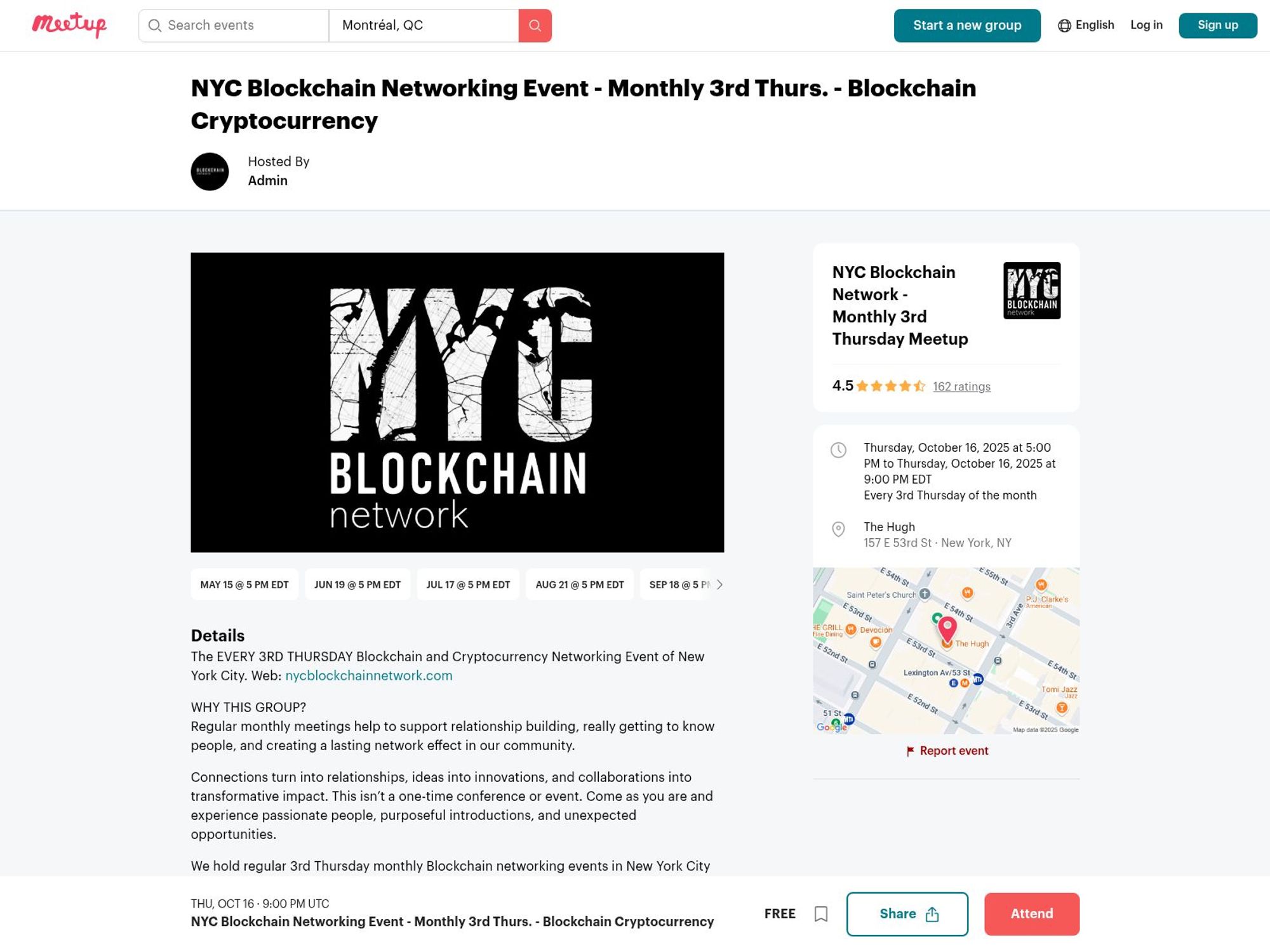 NYC Blockchain Networking Event website