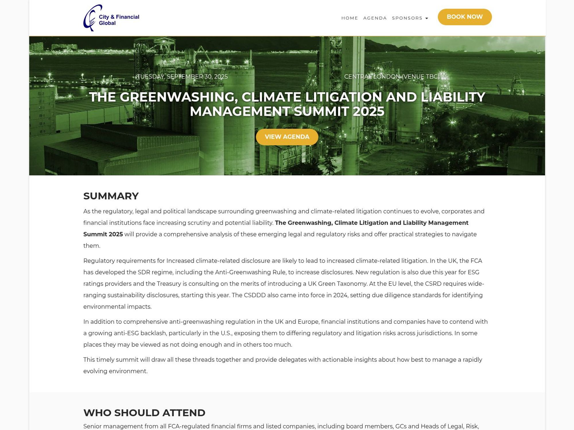 The Greenwashing, Climate Litigation and Liability Management Summit 2025 screenshot