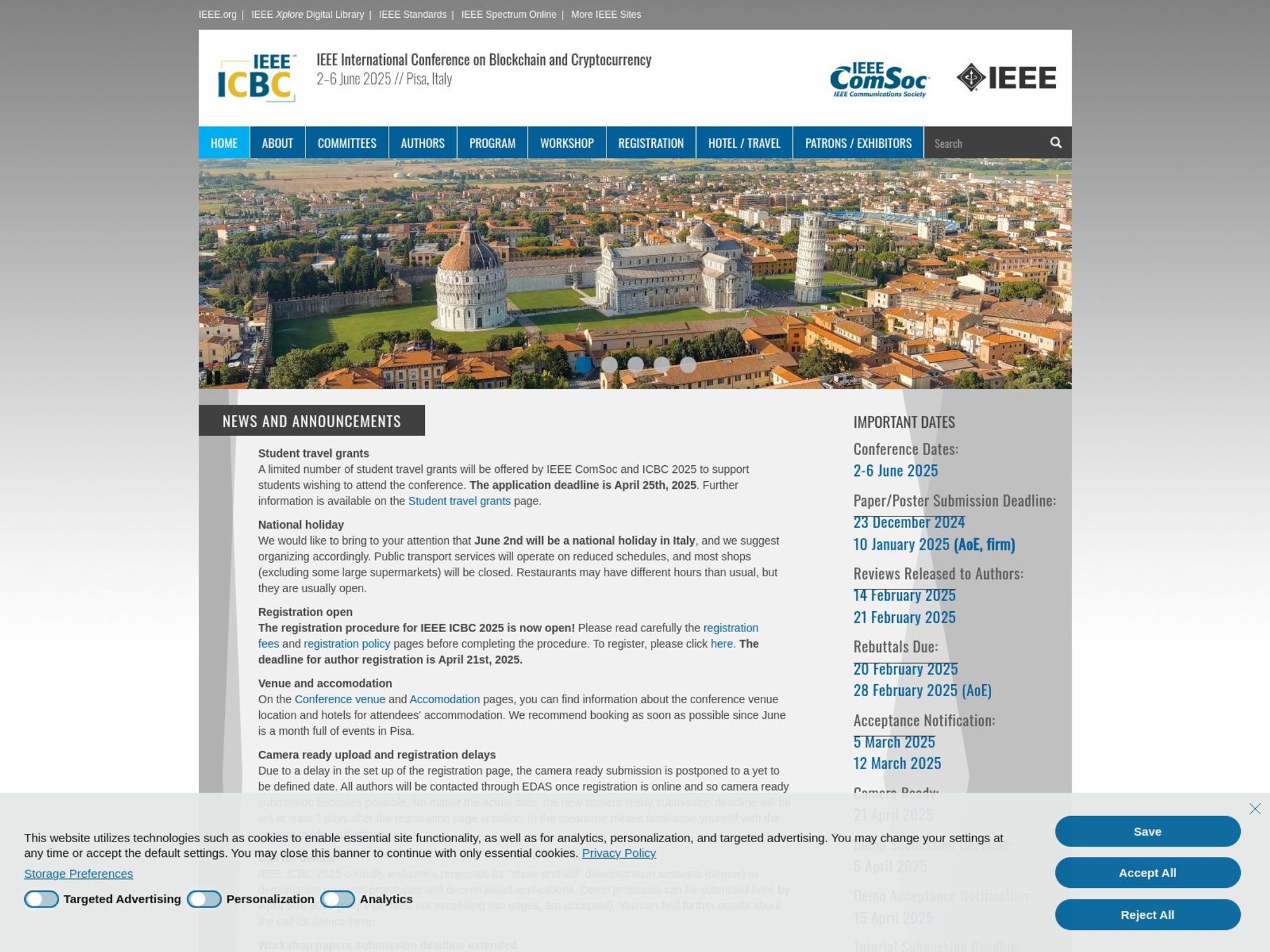 IEEE International Conference on Blockchain and Cryptocurrency screenshot