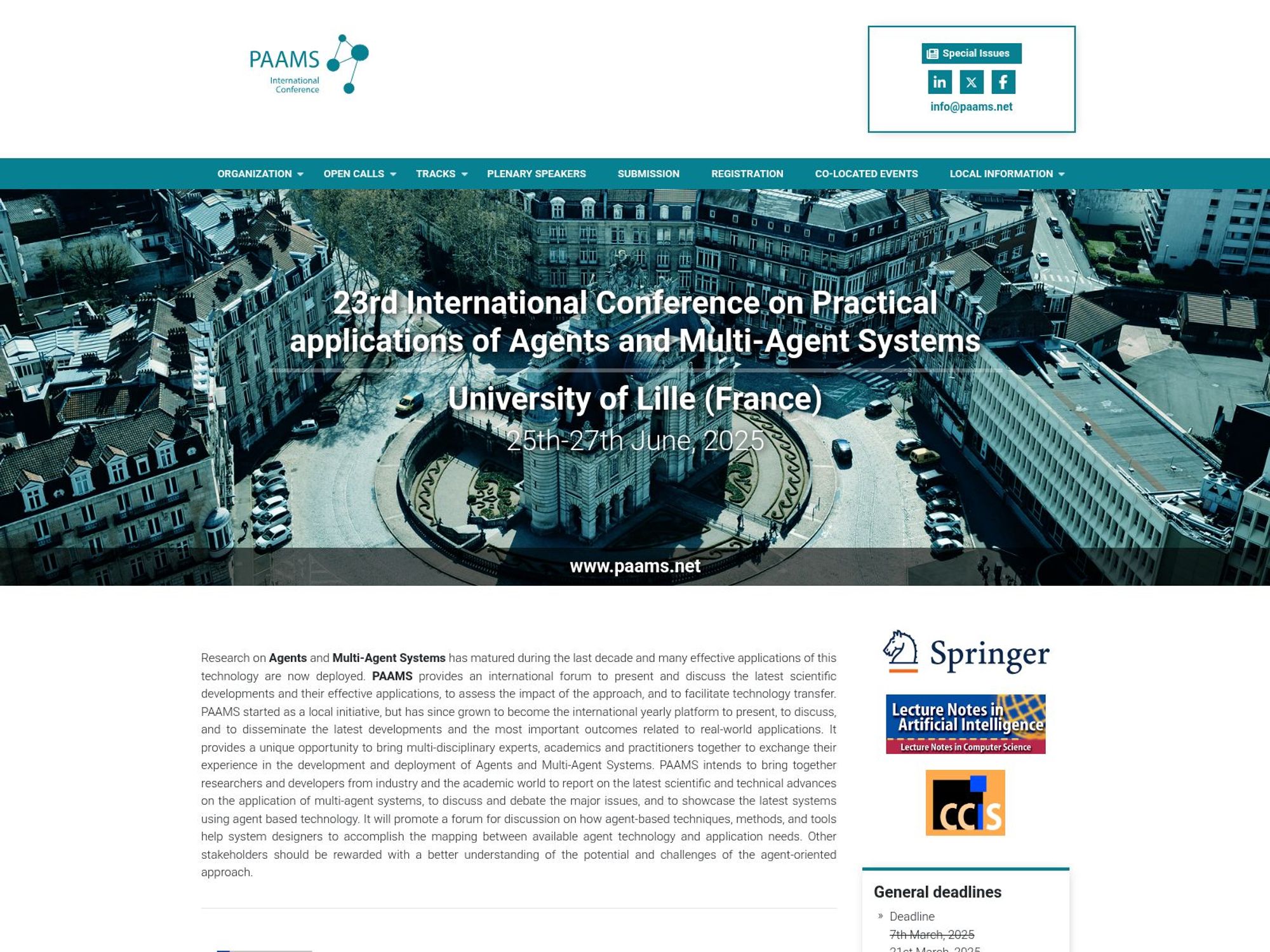 23rd International Conference on Practical applications of Agents and Multi-Agent Systems screenshot