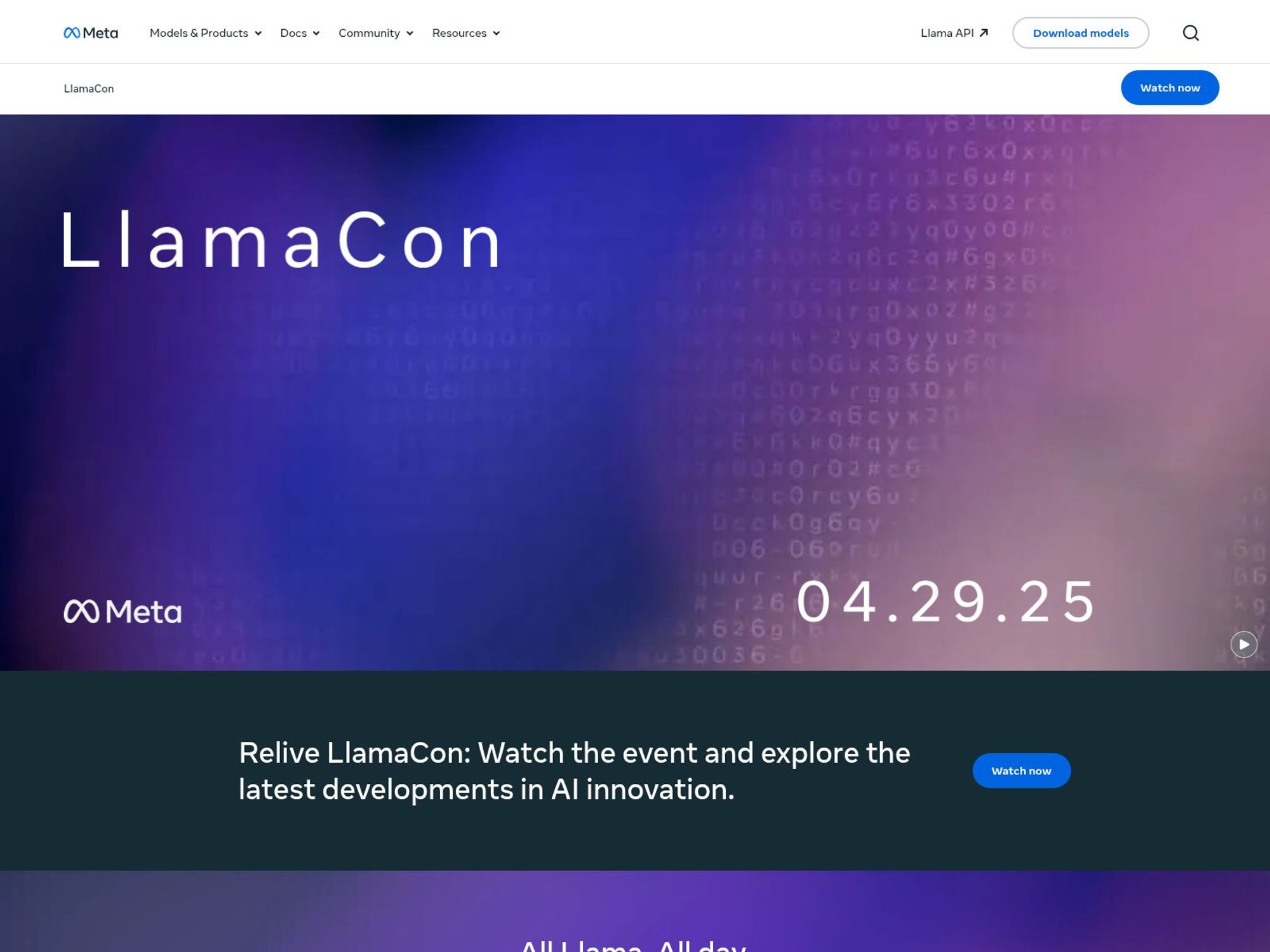 LlamaCon 2025 - AI Innovation Event screenshot