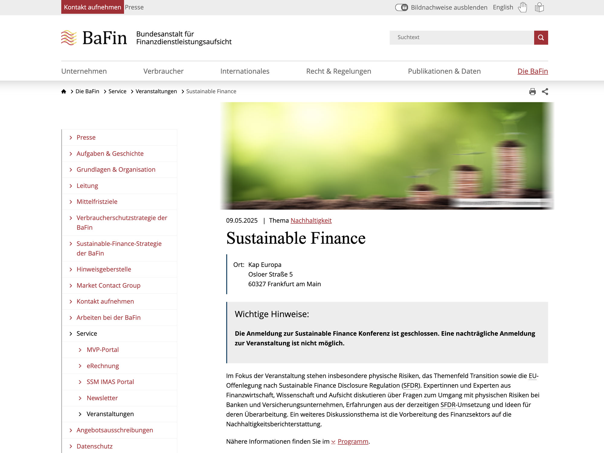 Bafin-Konferenz: Sustainable Finance screenshot