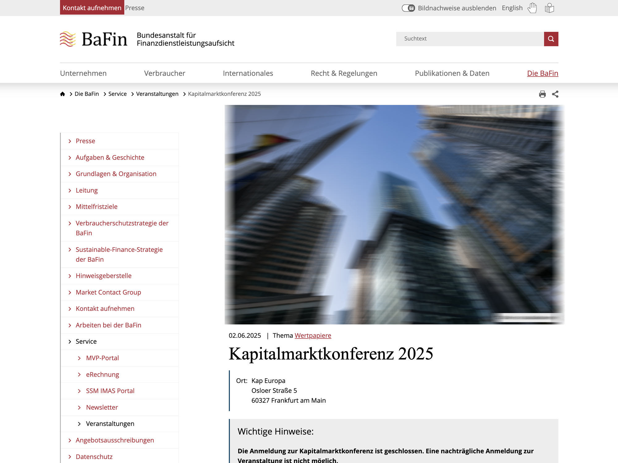 Bafin: Kapitalmarktkonferenz 2025 screenshot