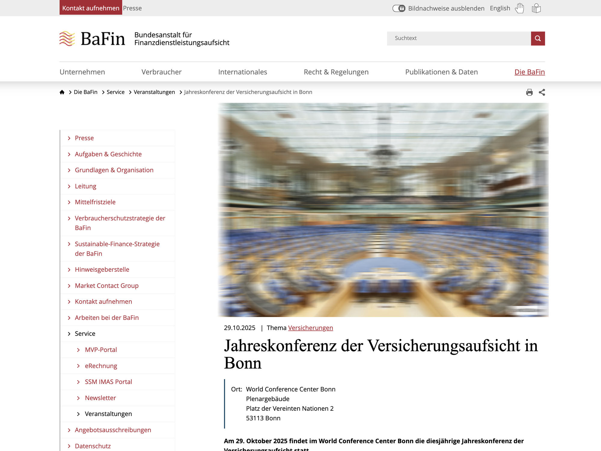 Jahreskonferenz der Versicherungsaufsicht in Bonn screenshot