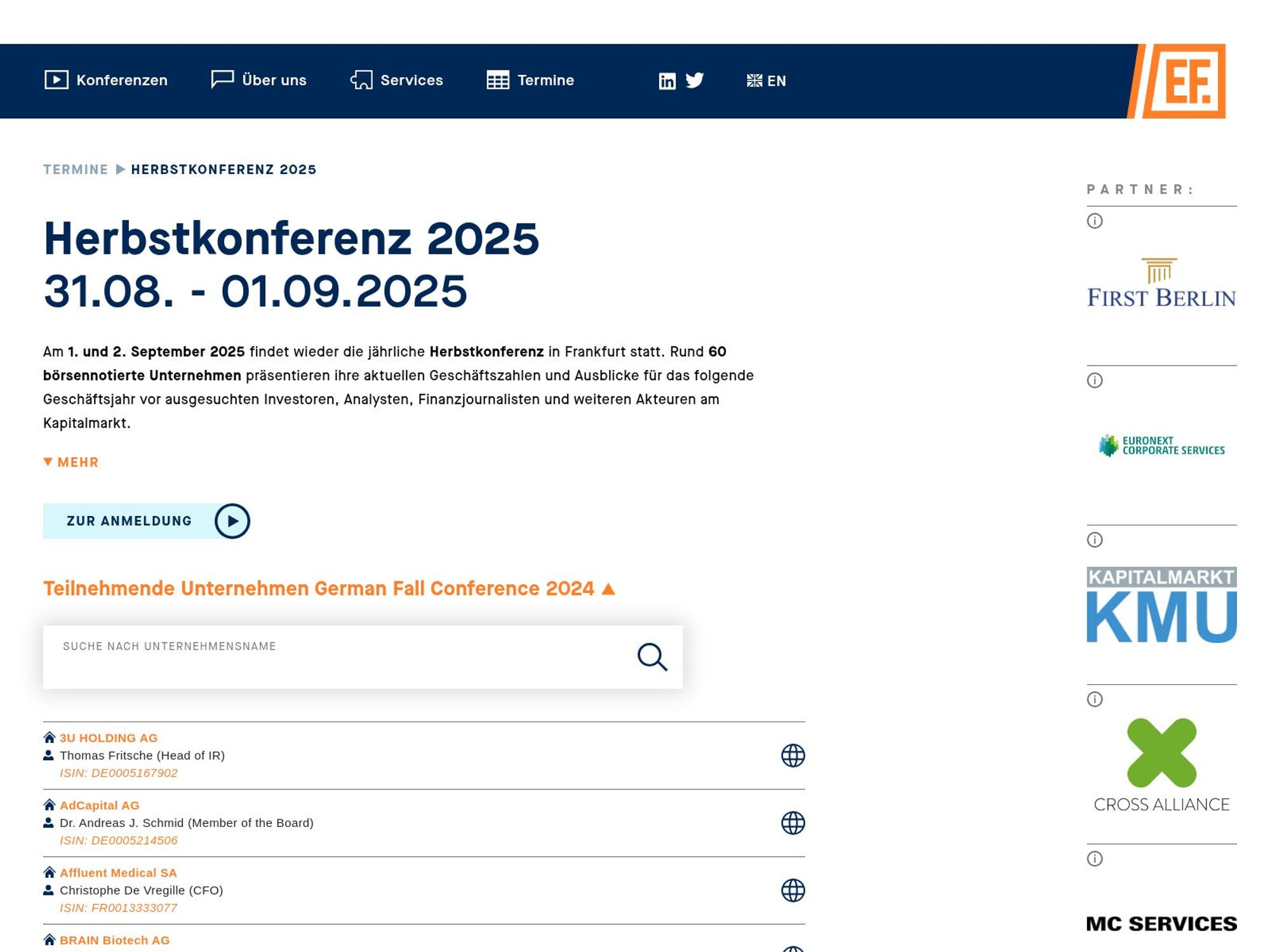 Equity Forum Herbstkonferenz 2025 screenshot