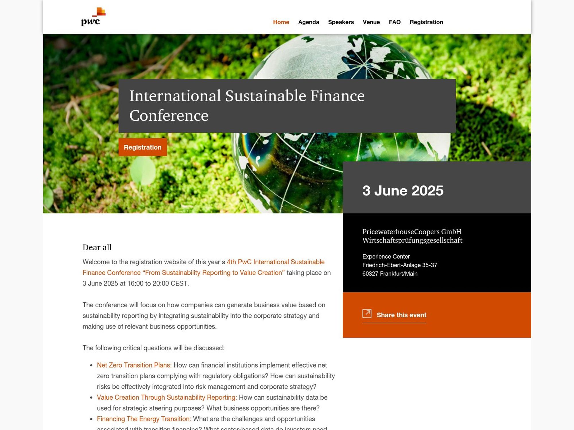 International Sustainable Finance Conference screenshot