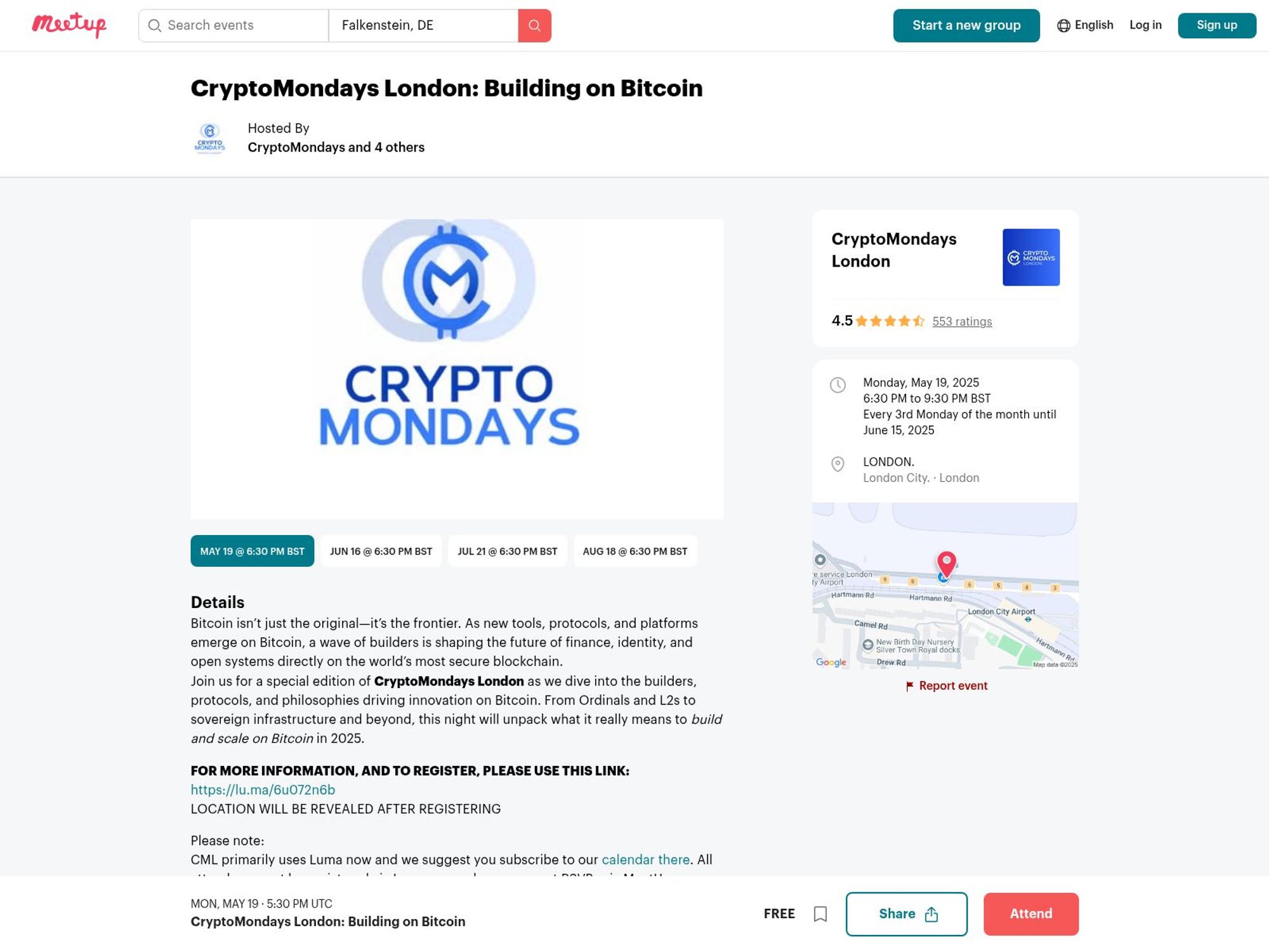 CryptoMondays London: Building on Bitcoin screenshot
