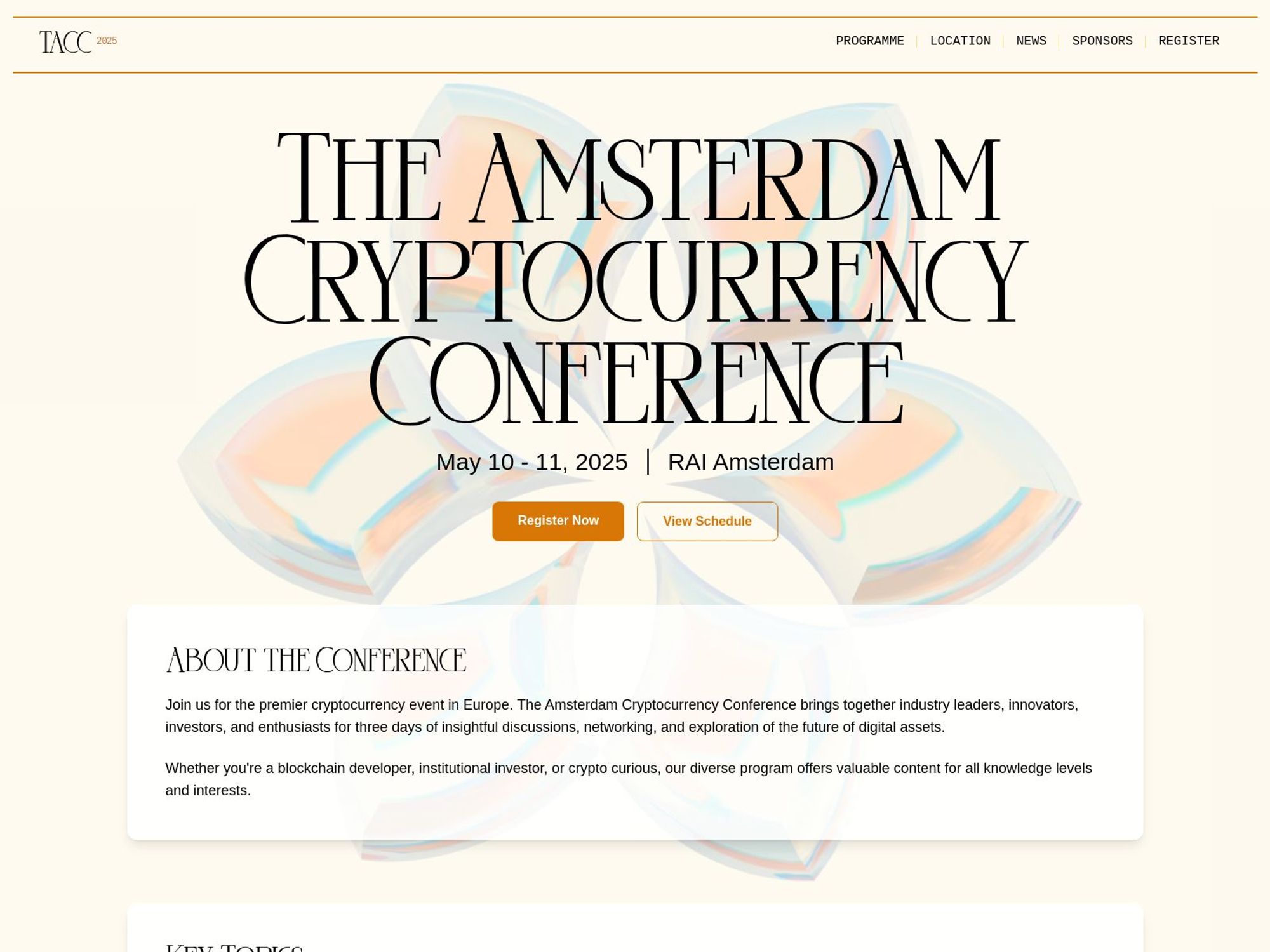 The Amsterdam Cryptocurrency Conference (TAMSCC) screenshot