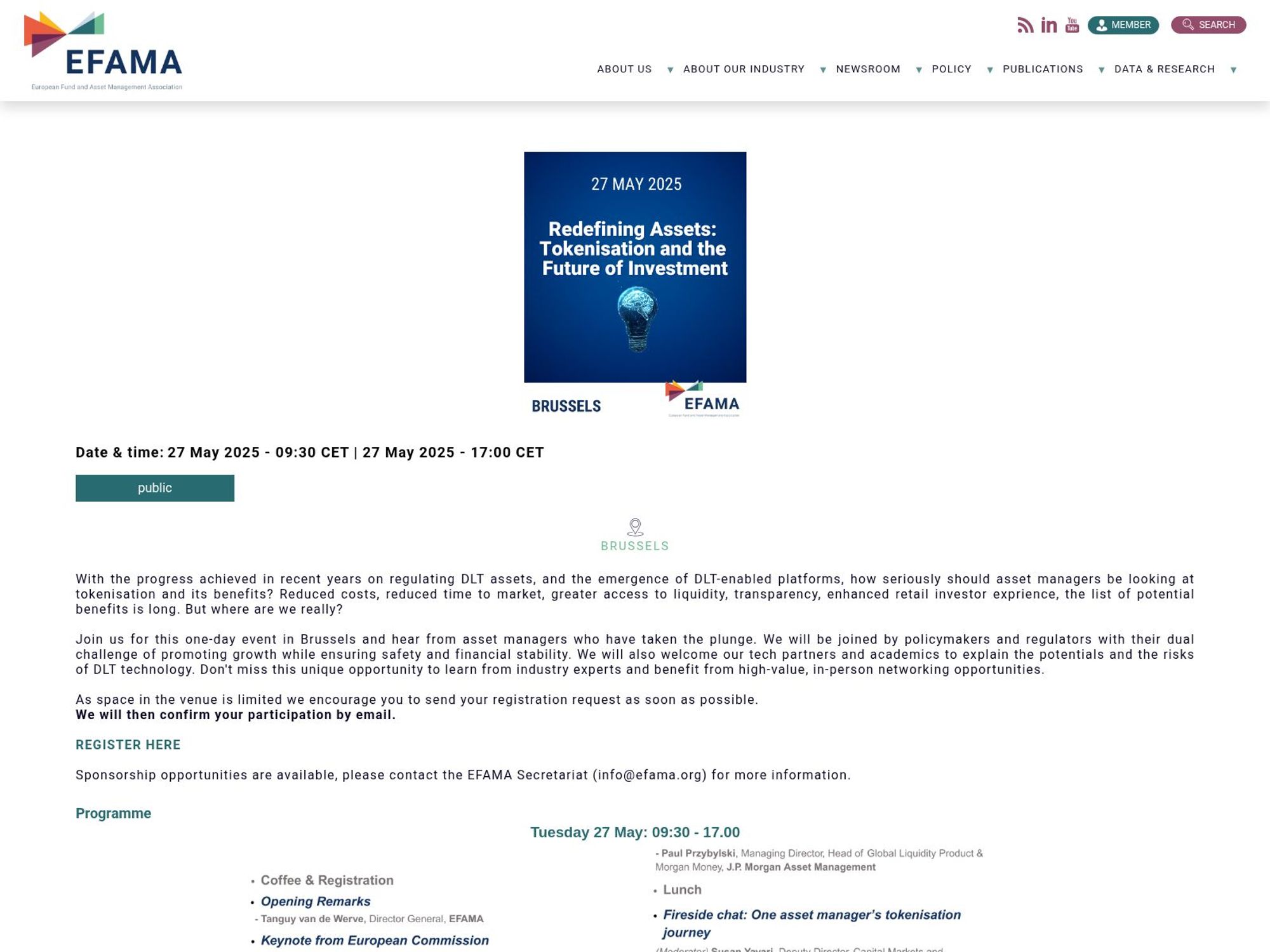 EFAMA Event: Redefining Assets: Tokenisation and the Future of Investment screenshot