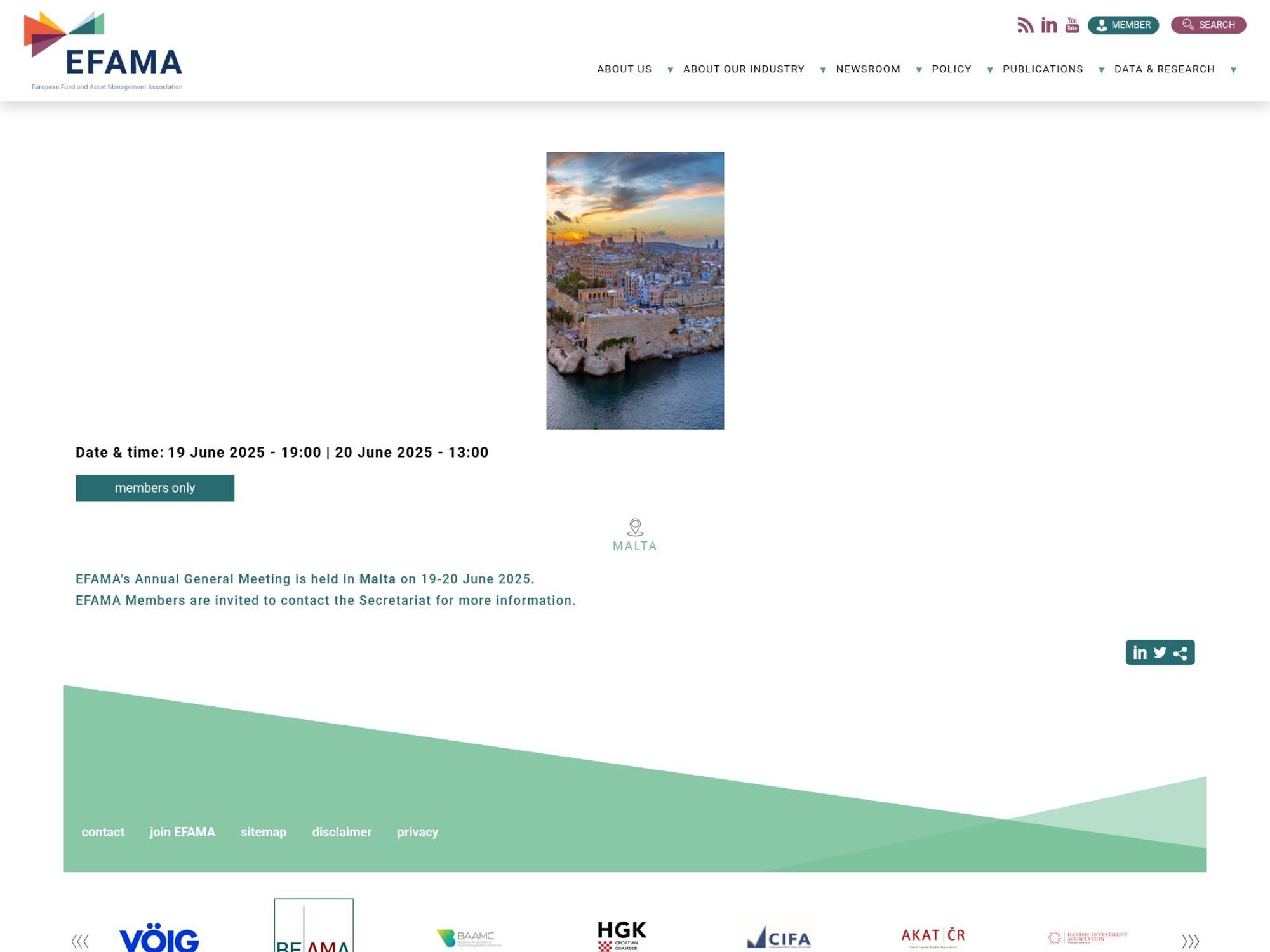 EFAMA Annual General Meeting 2025 screenshot