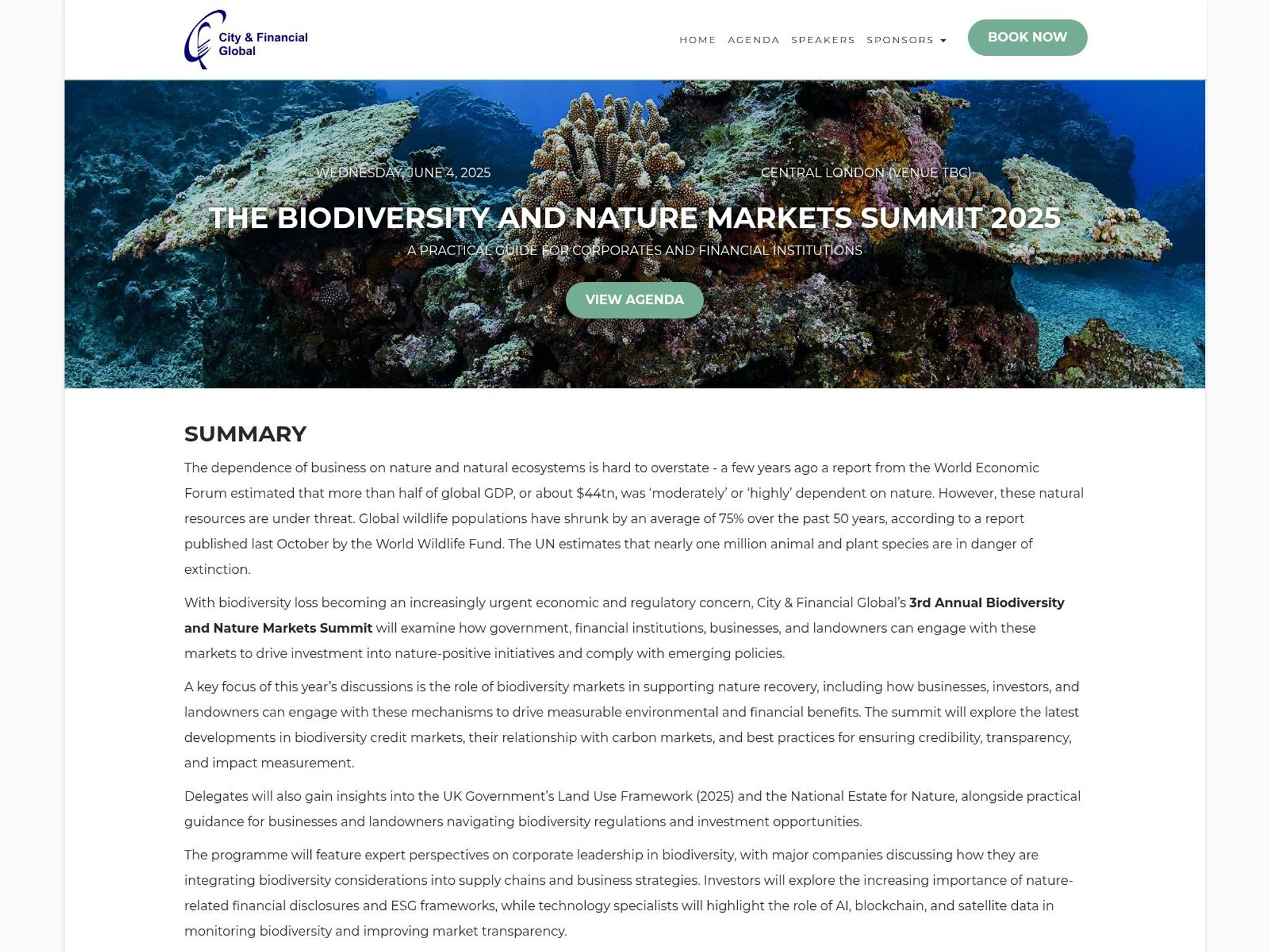 The Biodiversity And Nature Markets Summit 2025 screenshot