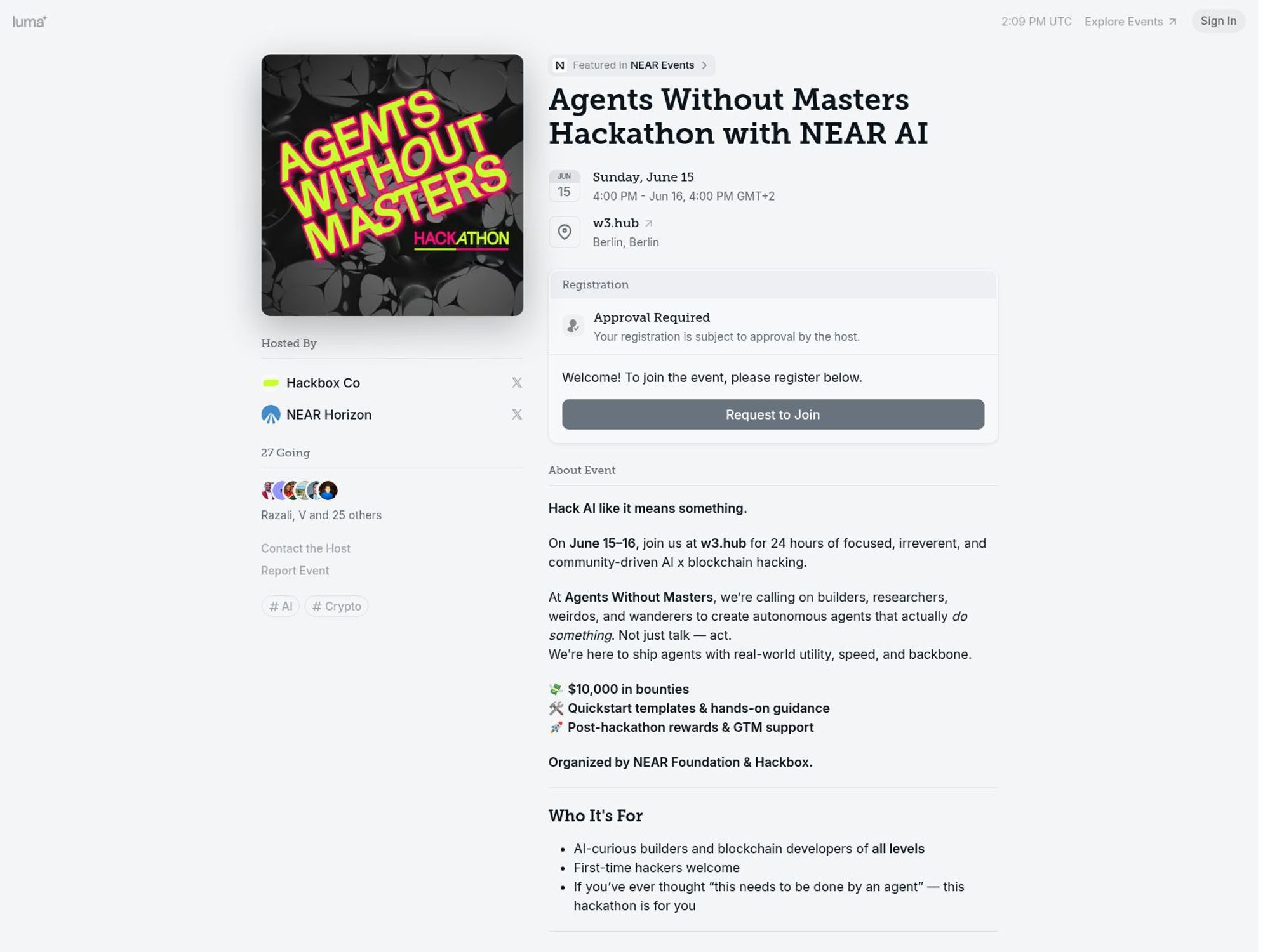 Agents Without Masters Hackathon with NEAR AI screenshot