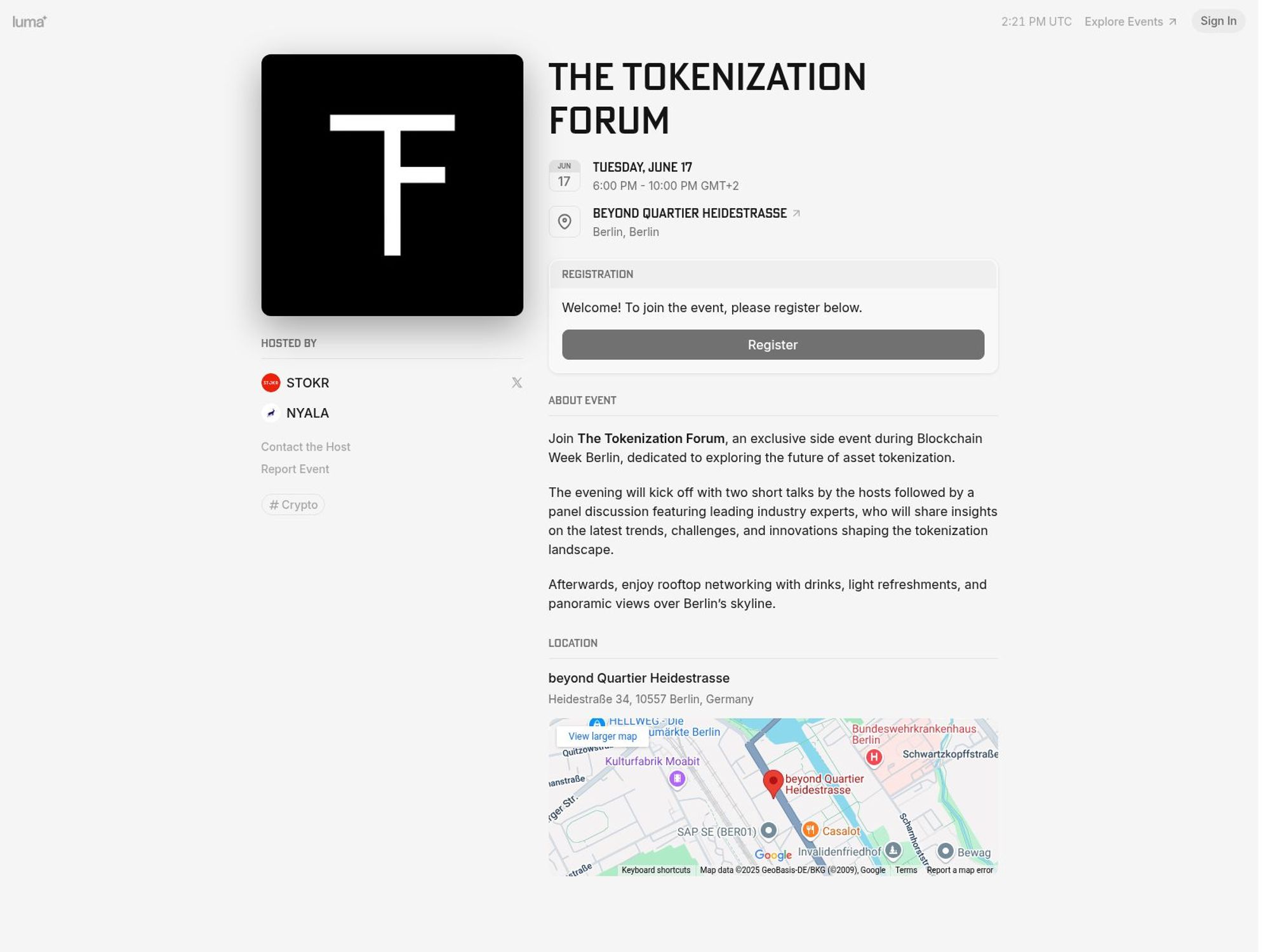 The Tokenization Forum screenshot