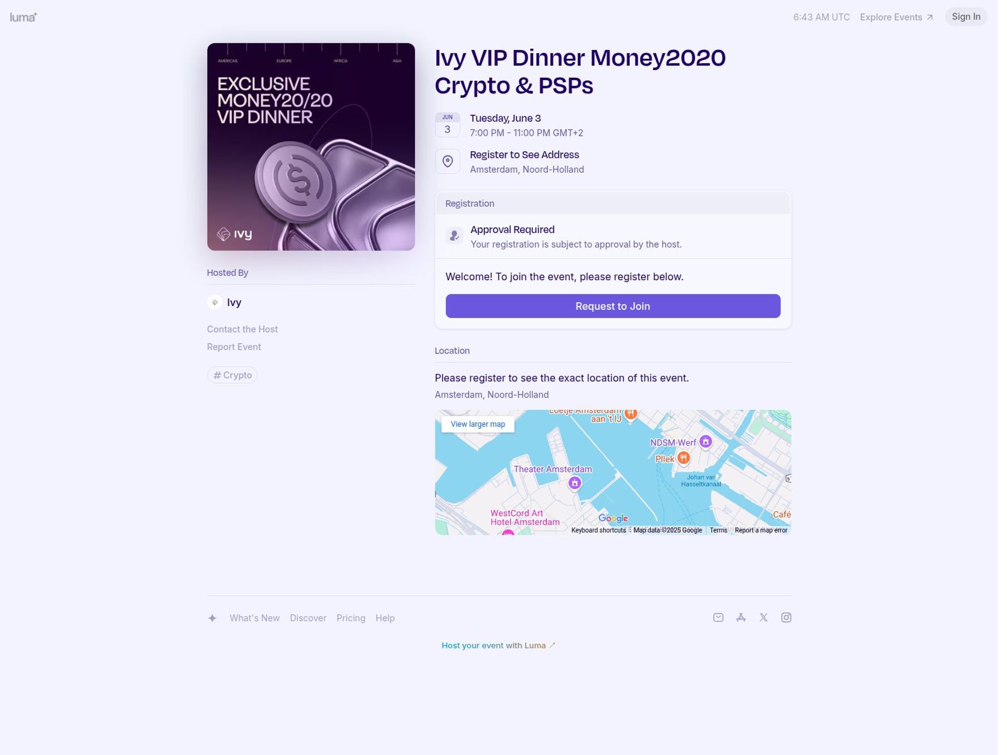 Ivy VIP Dinner Money2020 Crypto & PSPs screenshot