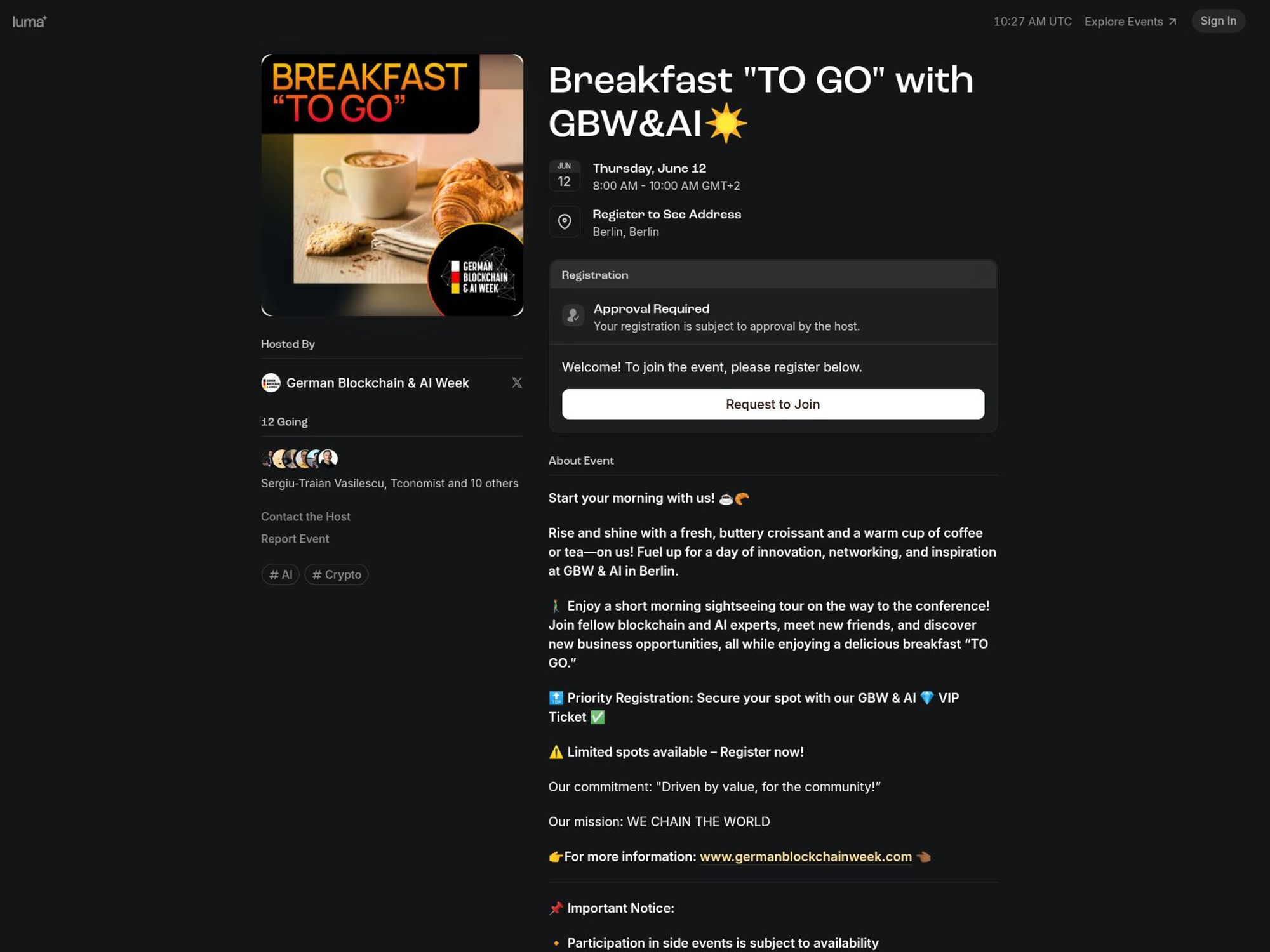 Breakfast "TO GO" with GBW&AI☀️ screenshot