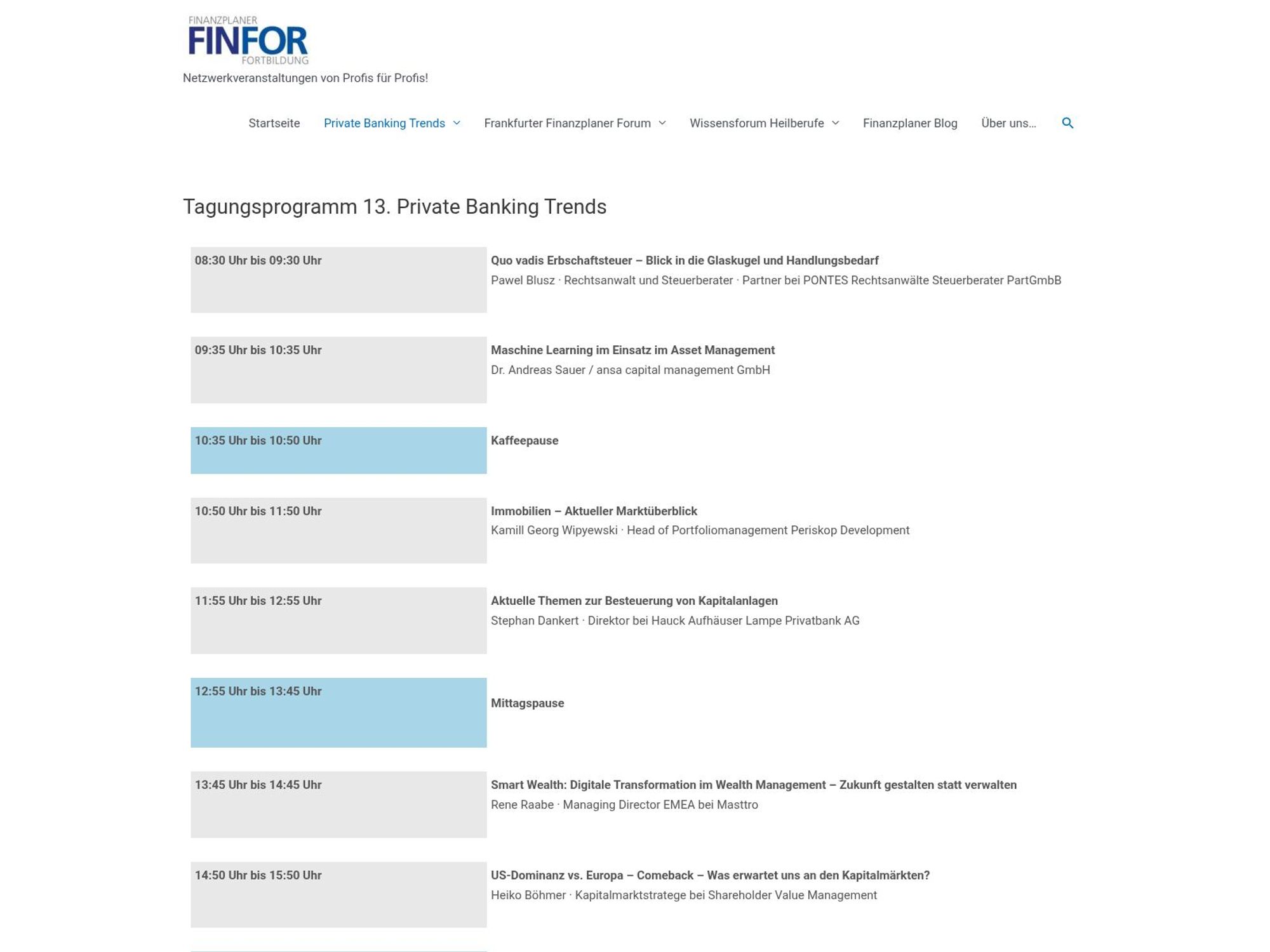 FinFor 13. Private Banking Trends screenshot