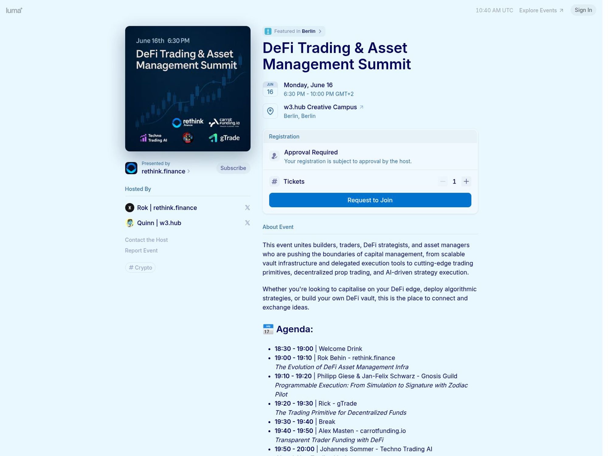 DeFi Trading & Asset Management Summit screenshot