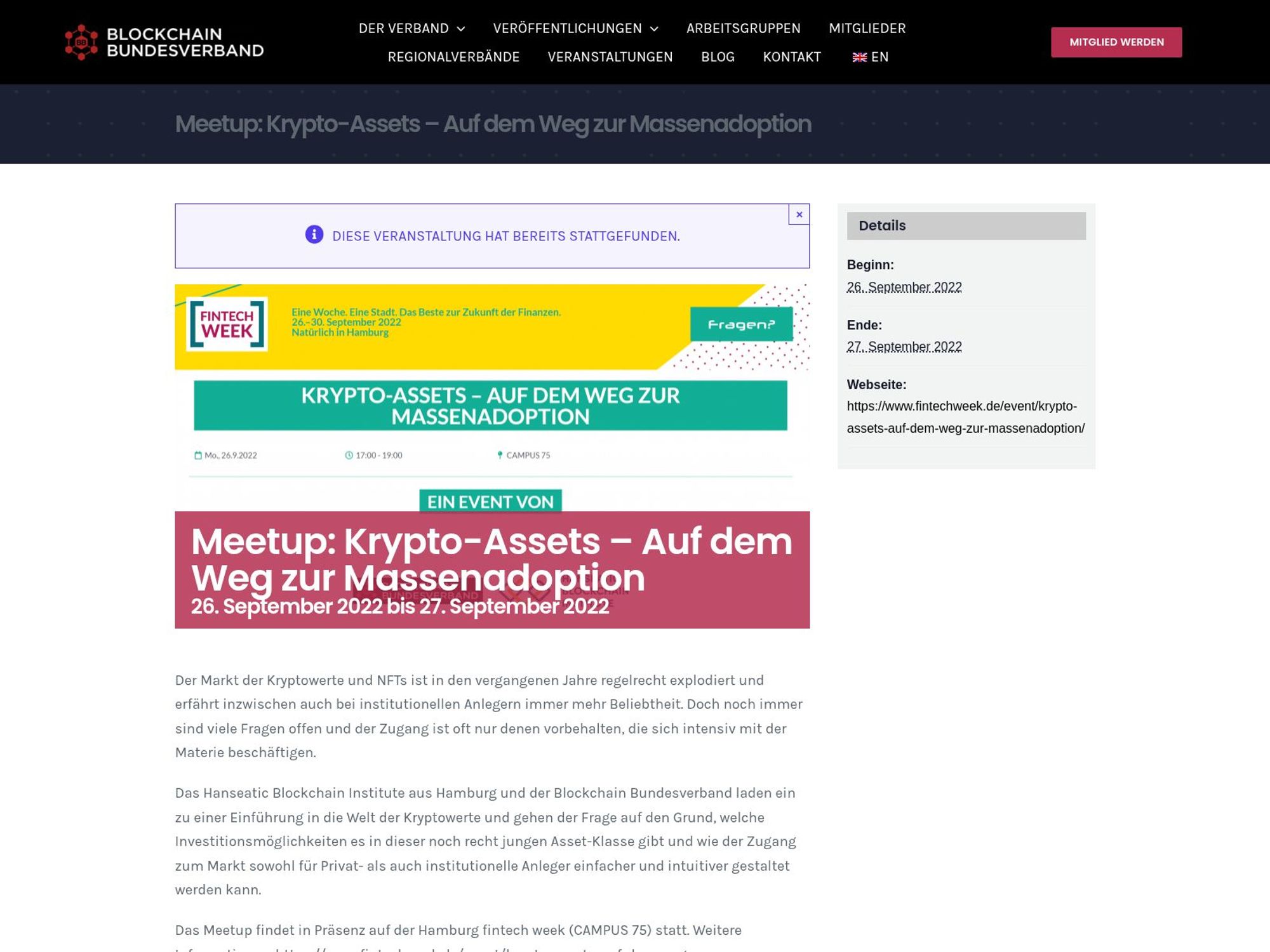 Meetup: Krypto-Assets – Auf dem Weg zur Massenadoption screenshot