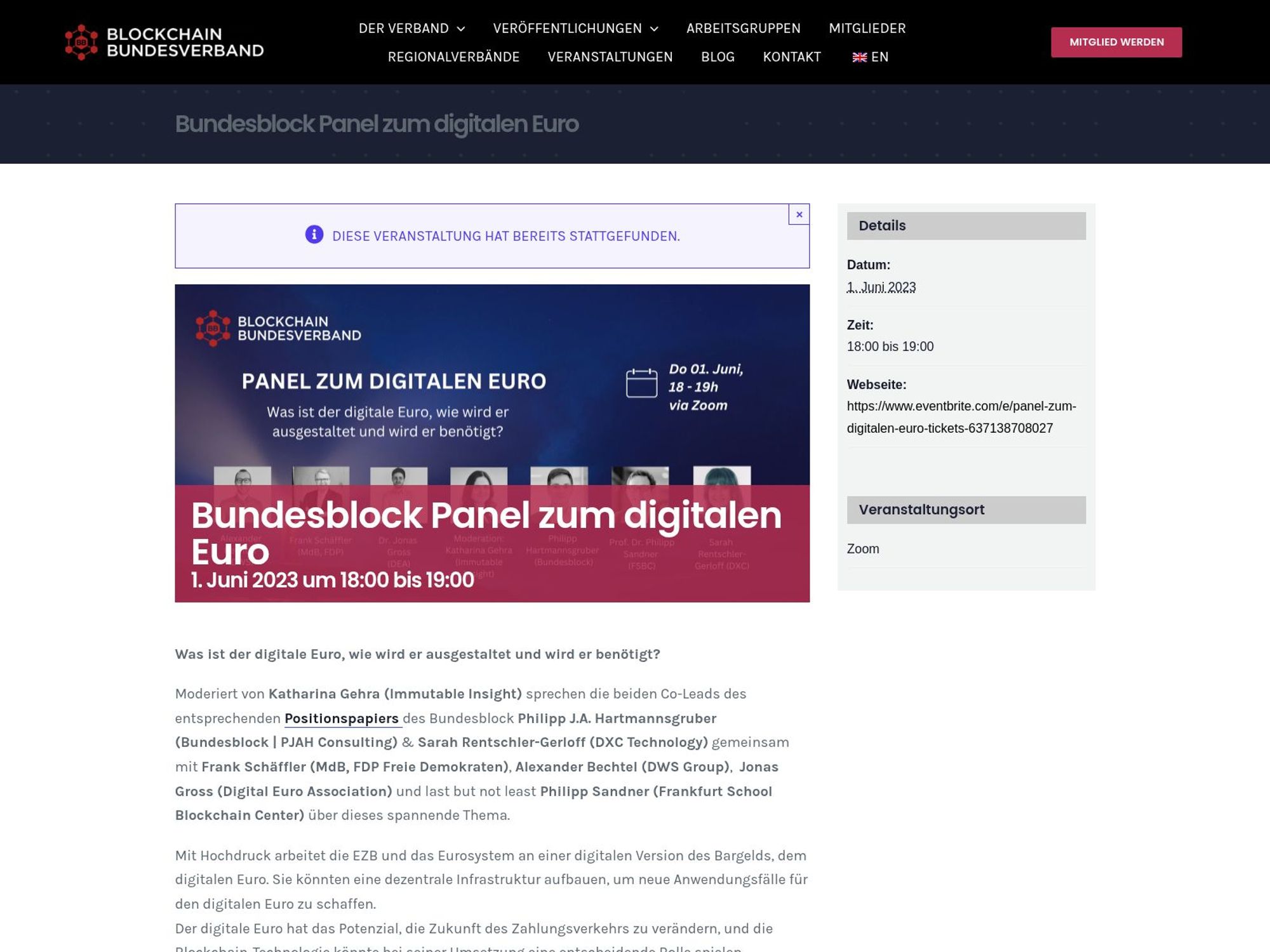 Bundesblock: Panel zum digitalen Euro screenshot