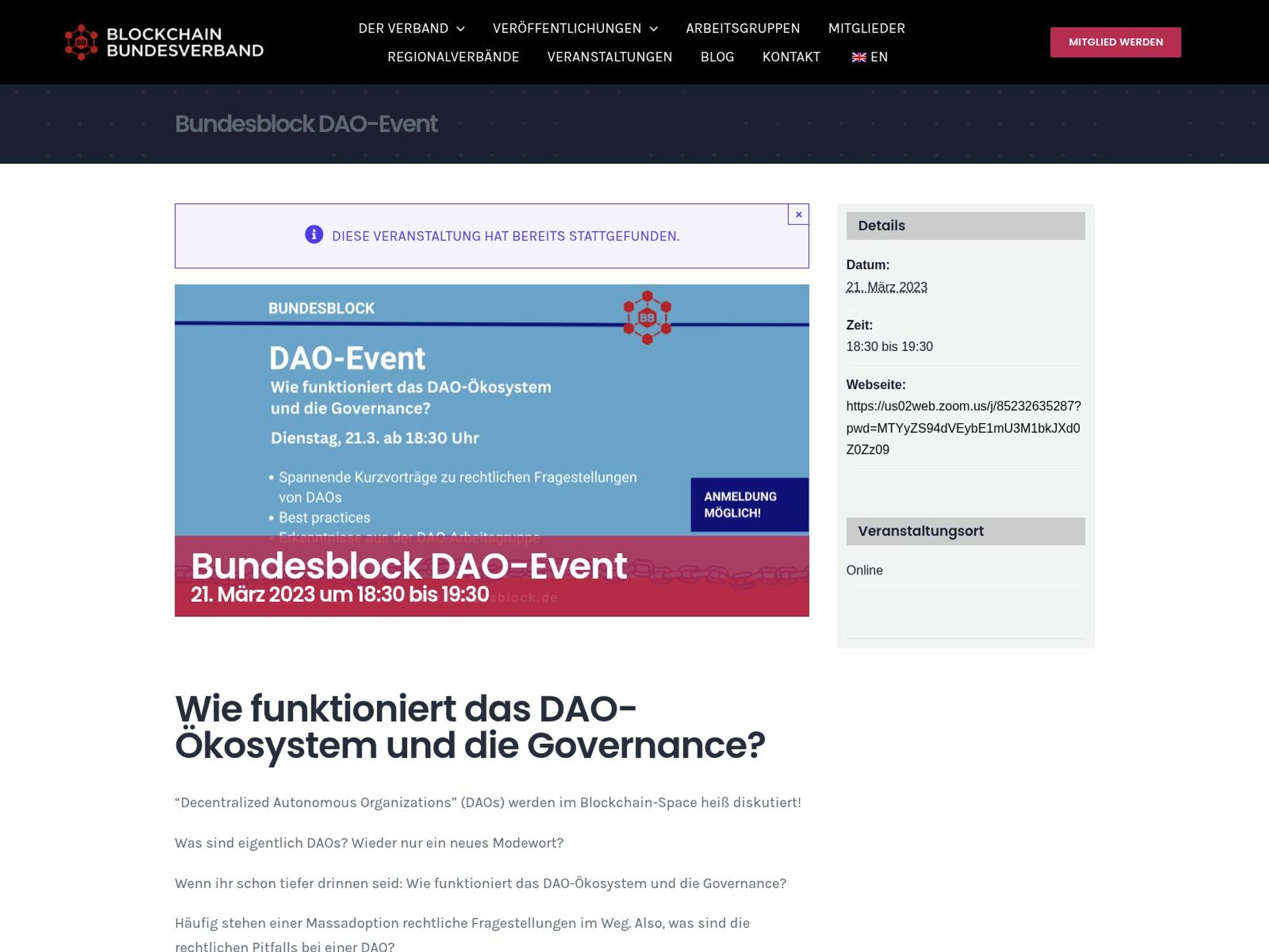 Bundesblock DAO-Event screenshot