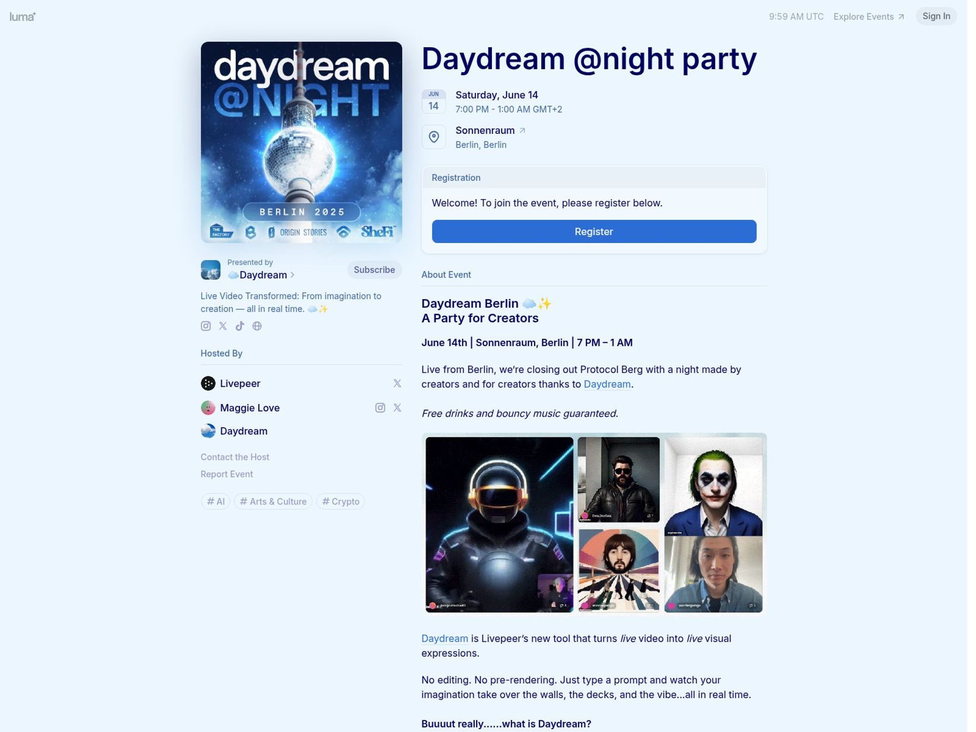 Daydream @night party of Protocol Berg screenshot